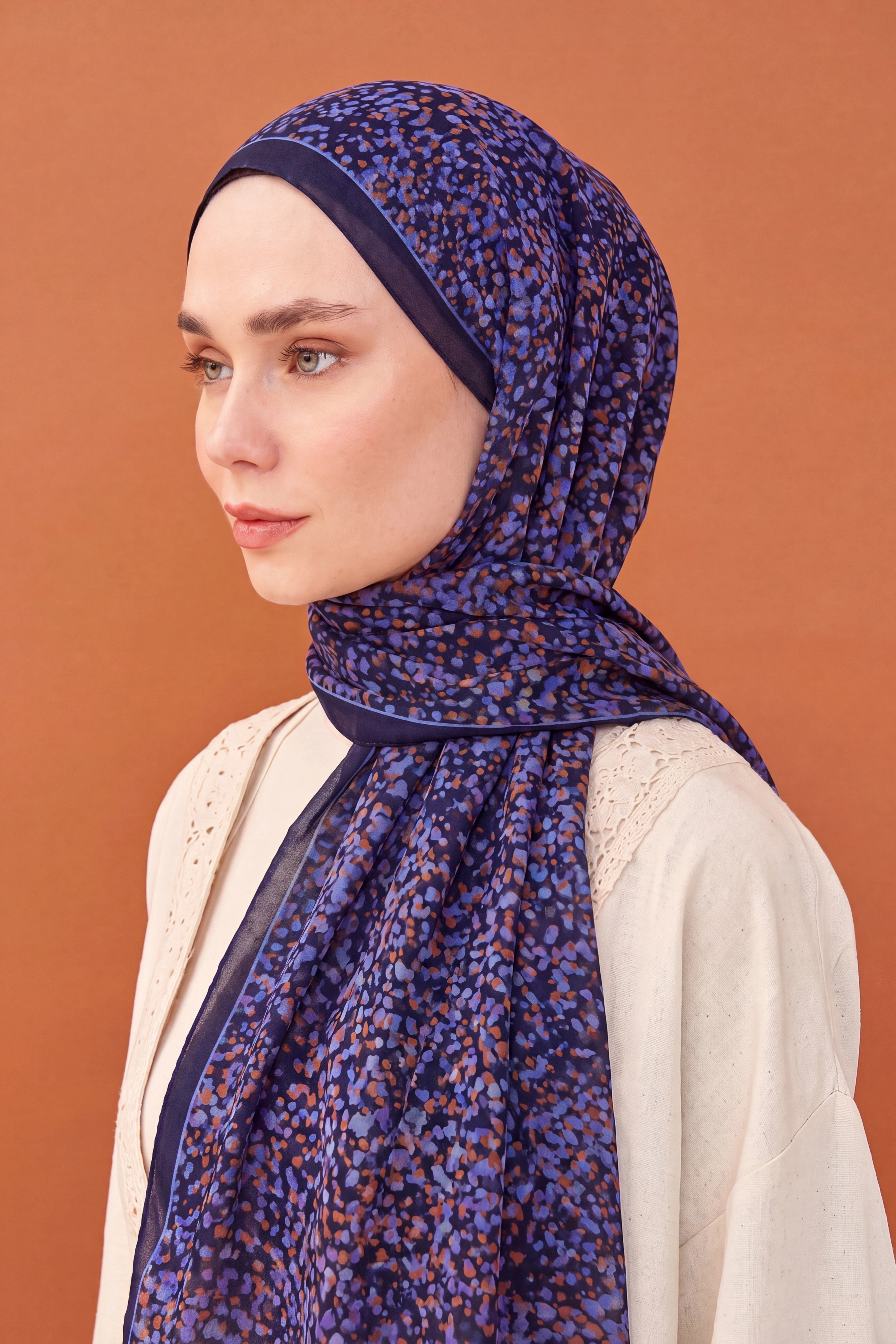 Riva Şal Tencel Secret Garden Koyu Mor