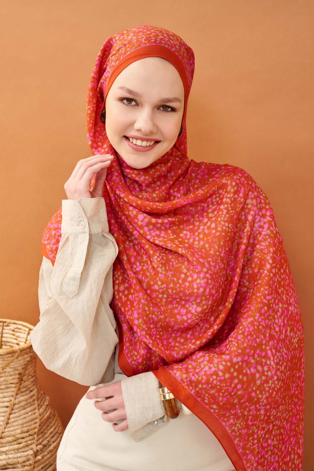 Riva Şal Tencel Secret Garden Mercan