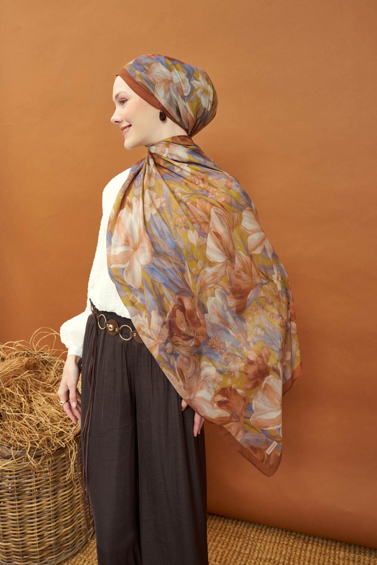 Riva Şal Tencel Wild Flower Hardal Sarısı