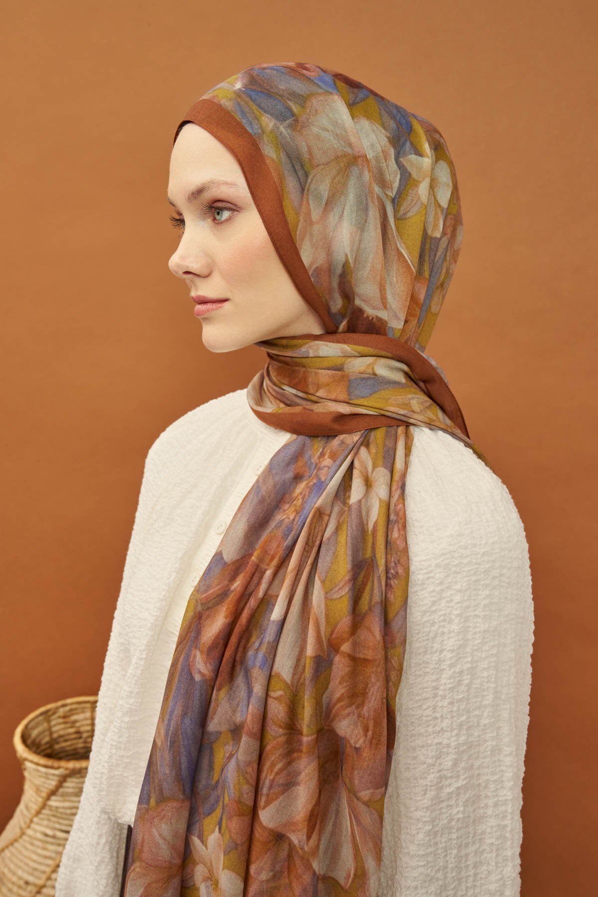 Riva Şal Tencel Wild Flower Hardal Sarısı