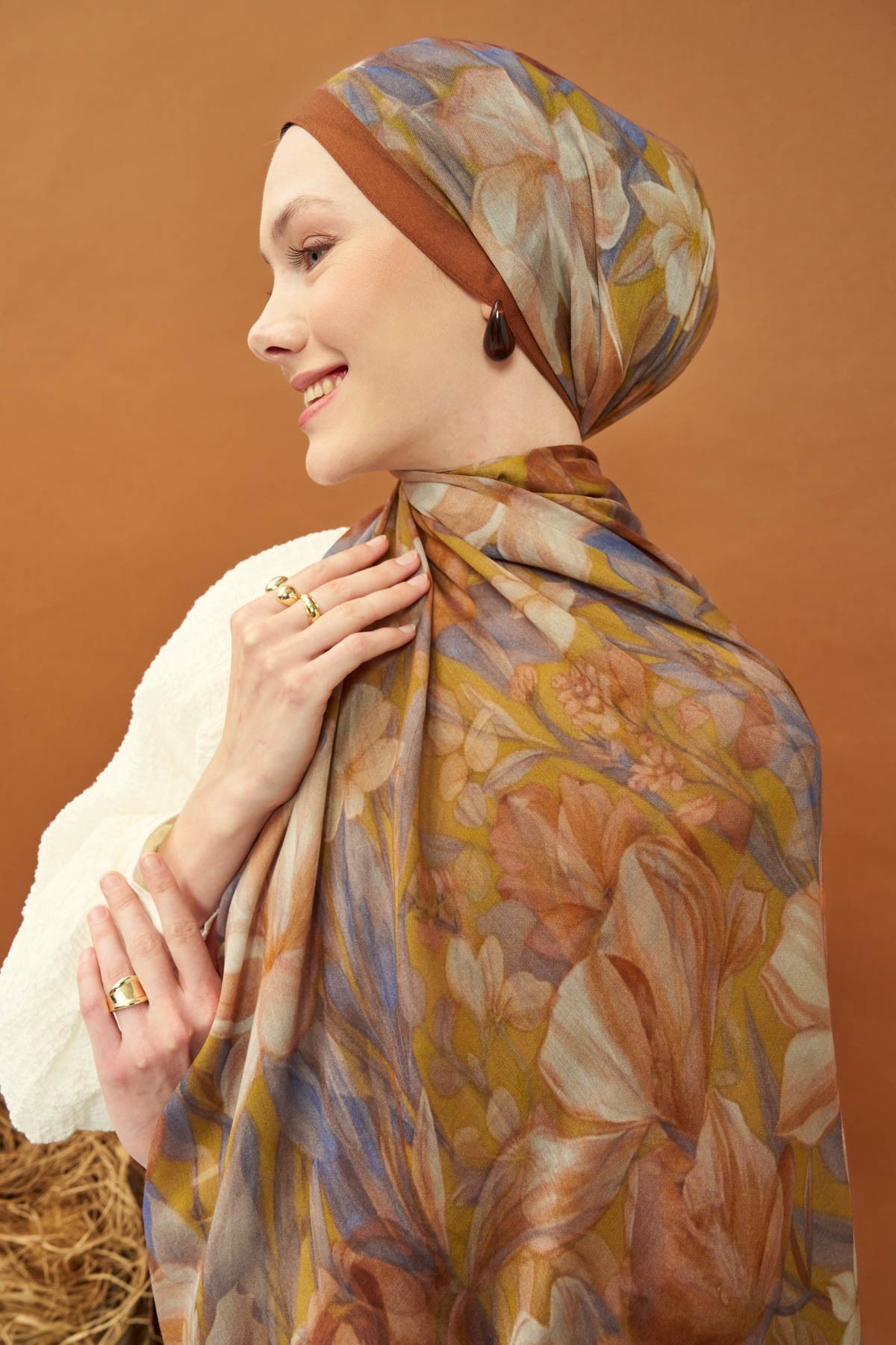 Riva Şal Tencel Wild Flower Hardal Sarısı