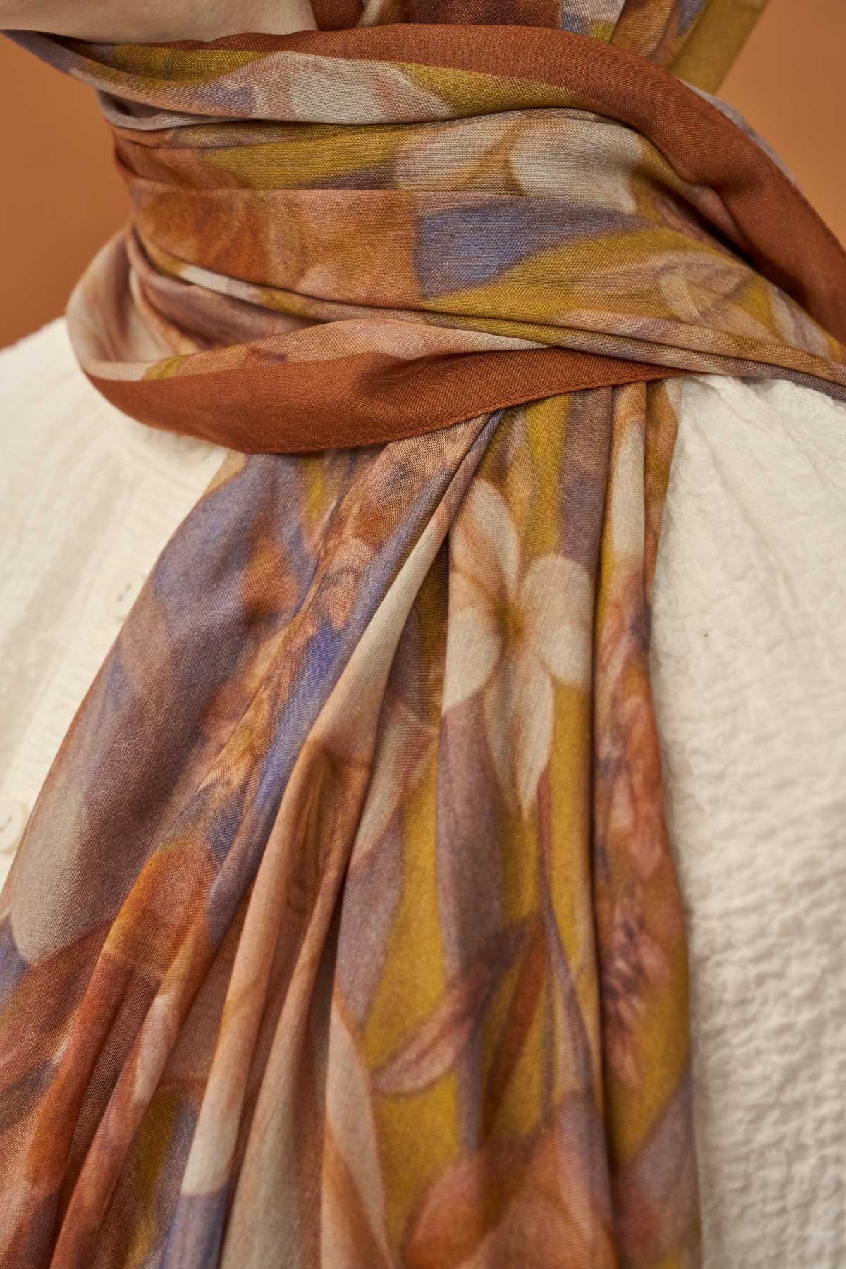 Riva Şal Tencel Wild Flower Hardal Sarısı