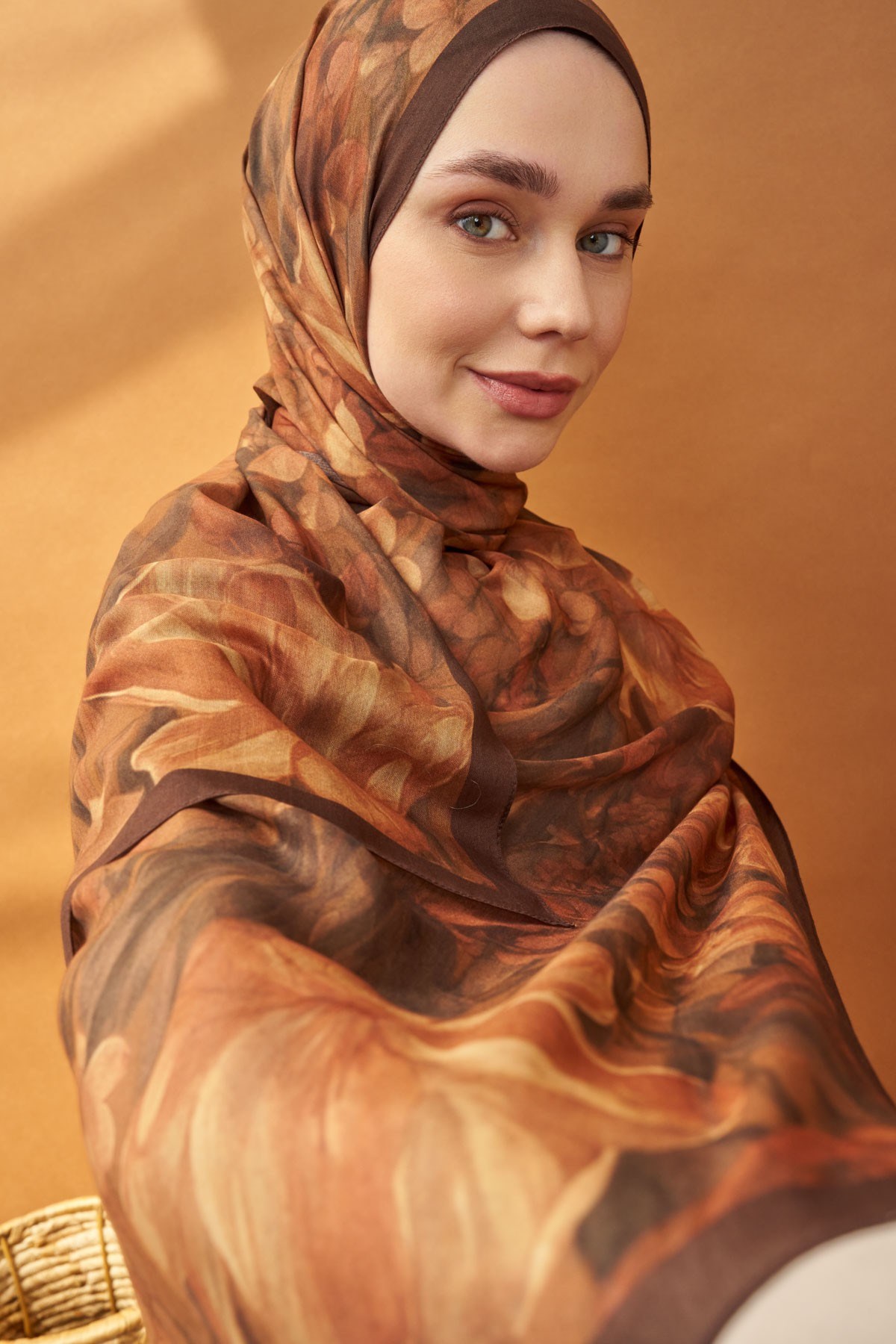 Riva Şal Tencel Wild Flower Kahverengi