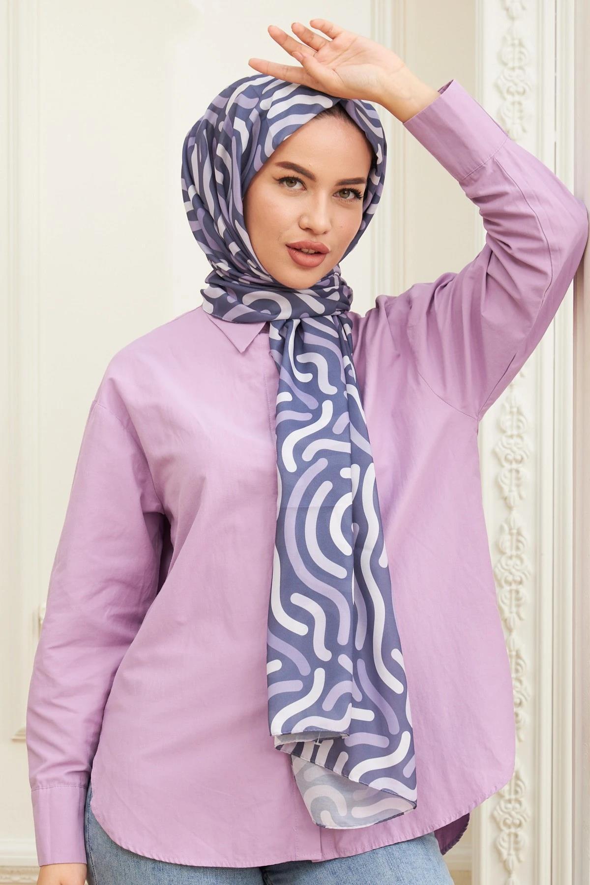 Sarmal Pamuk Viskon Şal Mor