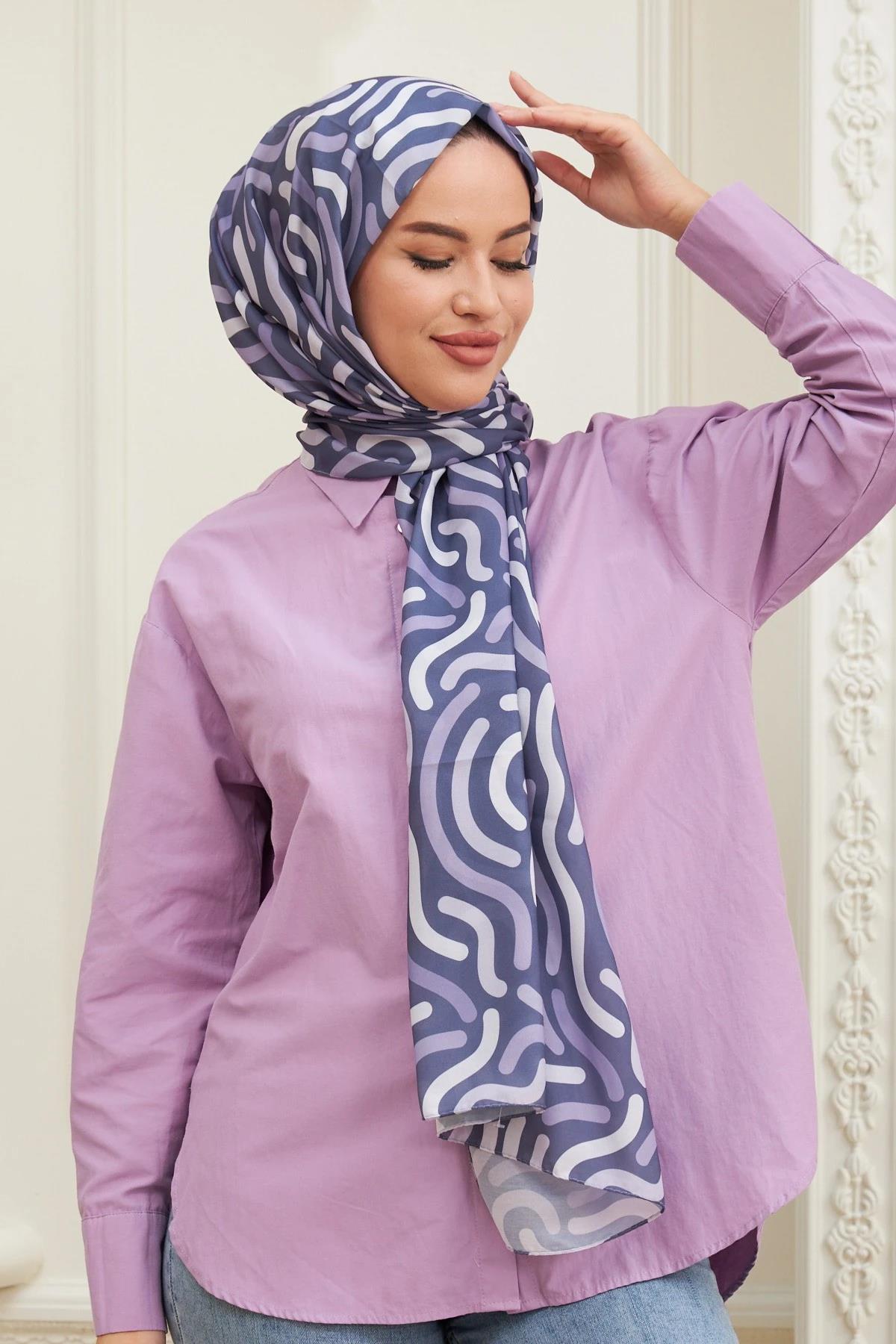 Sarmal Pamuk Viskon Şal Mor