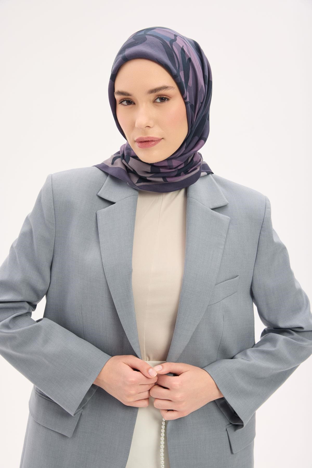Arve Eşarp Lina Koyu Leylak 90x90