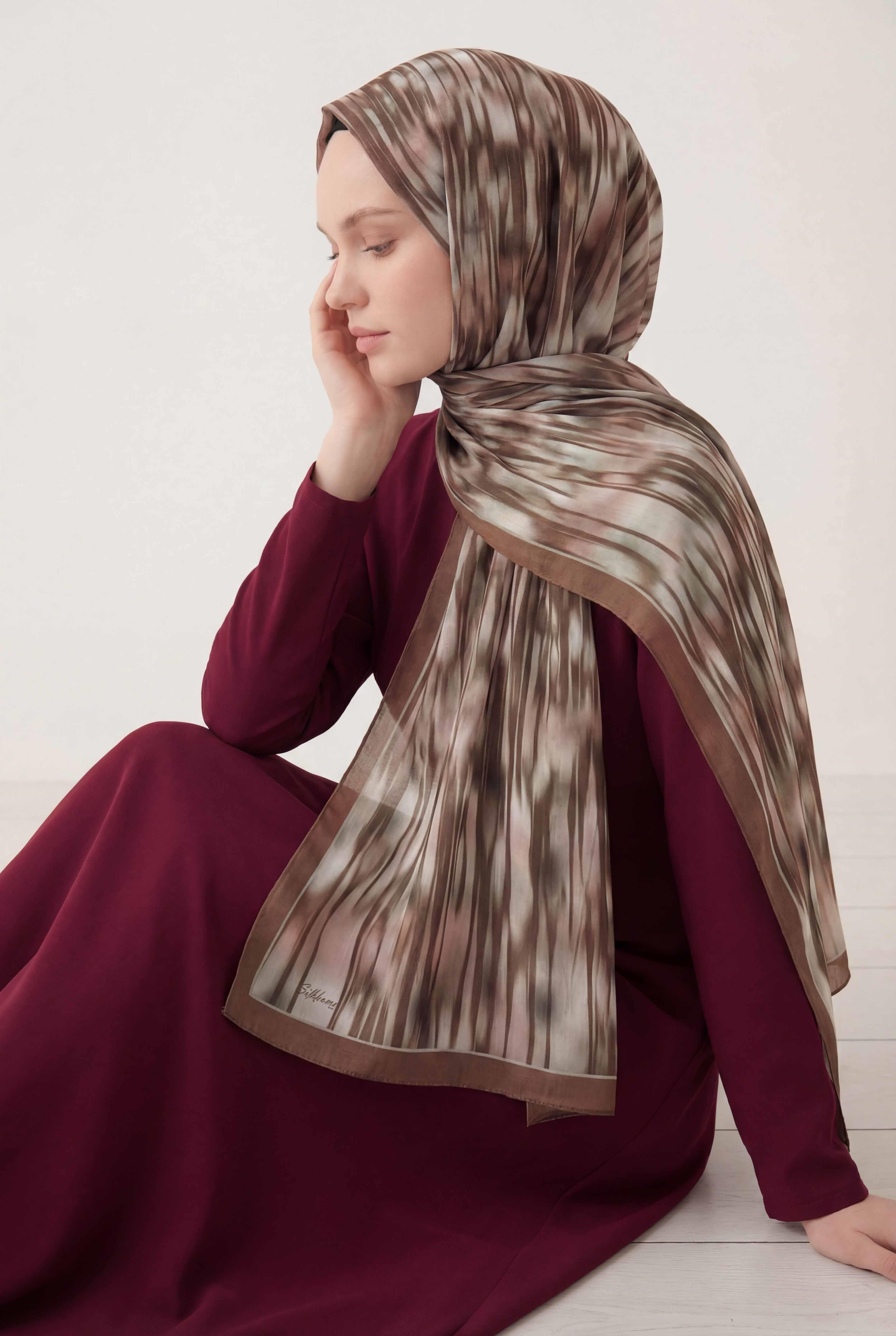 Su Yolu Desen Sütlü Kahve 75X195 Soft Şal