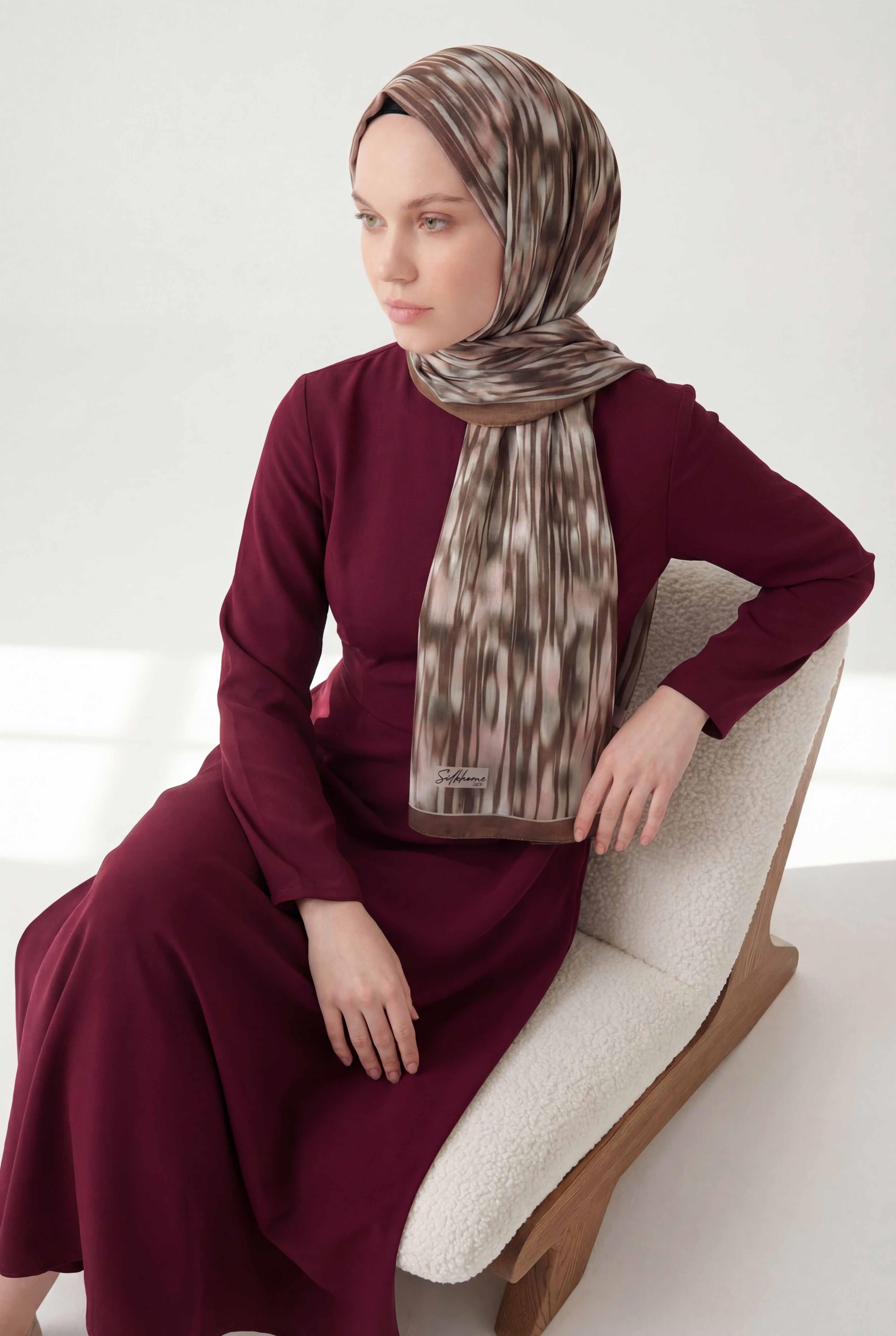 Su Yolu Desen Sütlü Kahve 75X195 Soft Şal