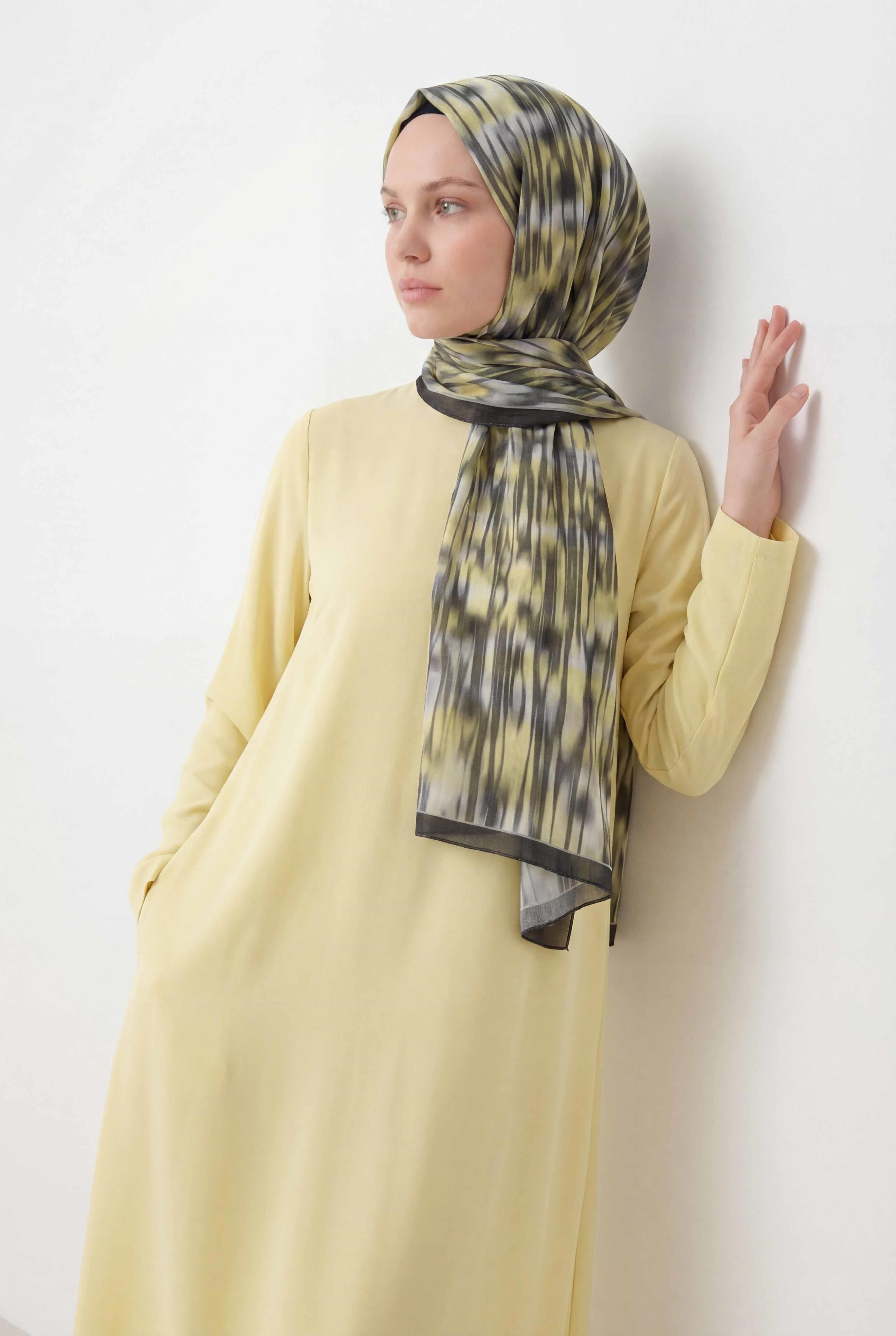 Su Yolu Desen Koyu Yeşil 75X195 Soft Şal