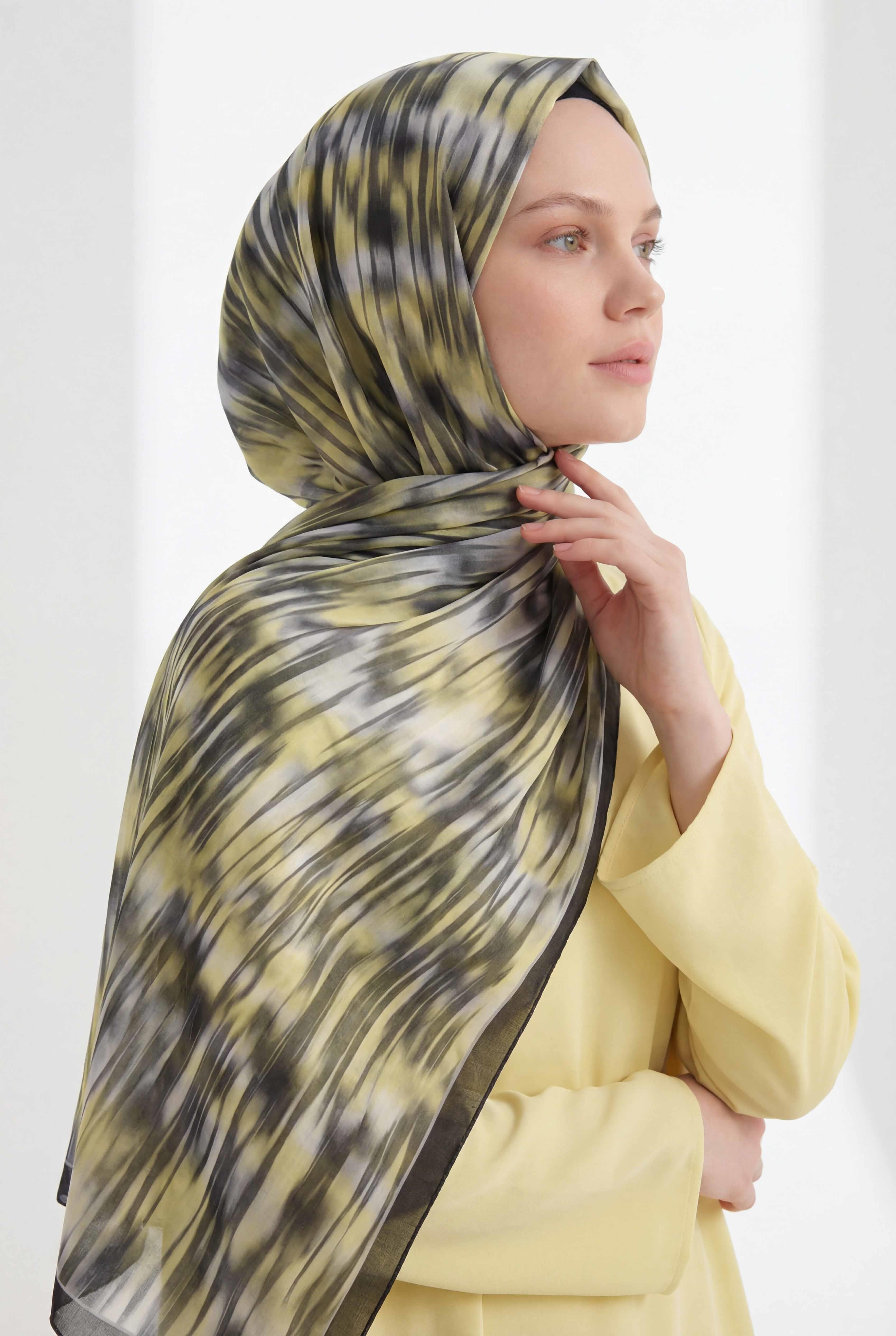 Su Yolu Desen Koyu Yeşil 75X195 Soft Şal