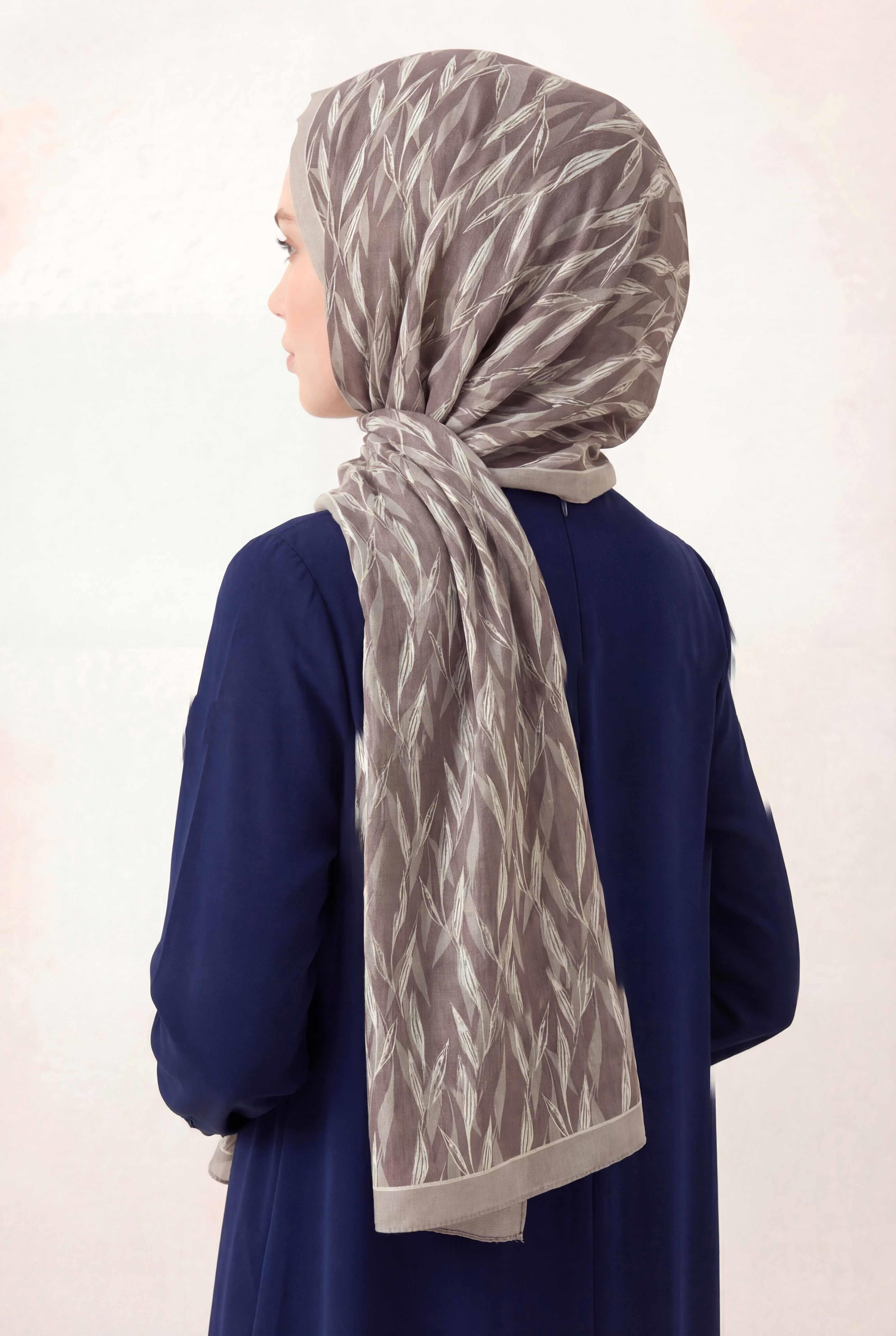 Yaprak Desen Kahverengi 75X195 Soft Şal