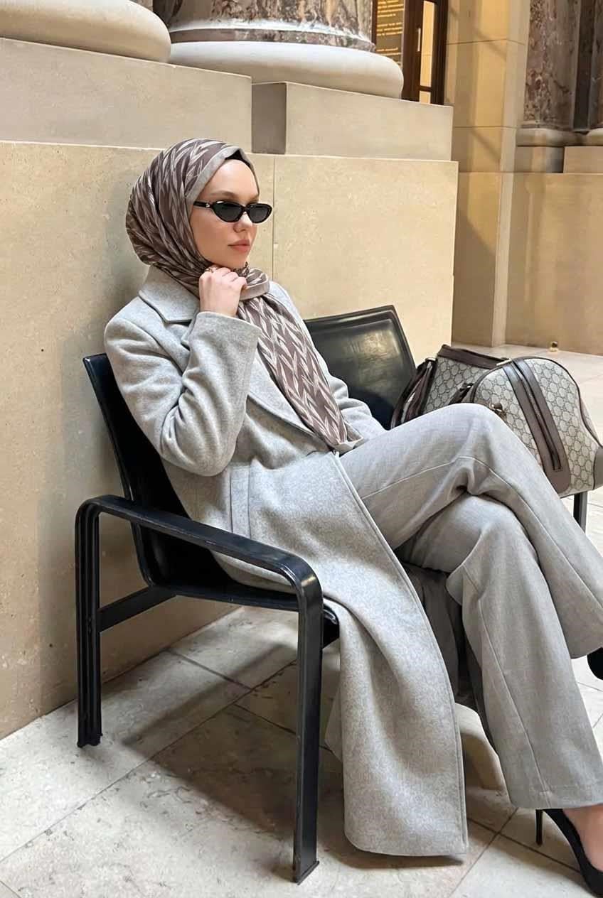 Yaprak Desen Kahverengi 75X195 Soft Şal