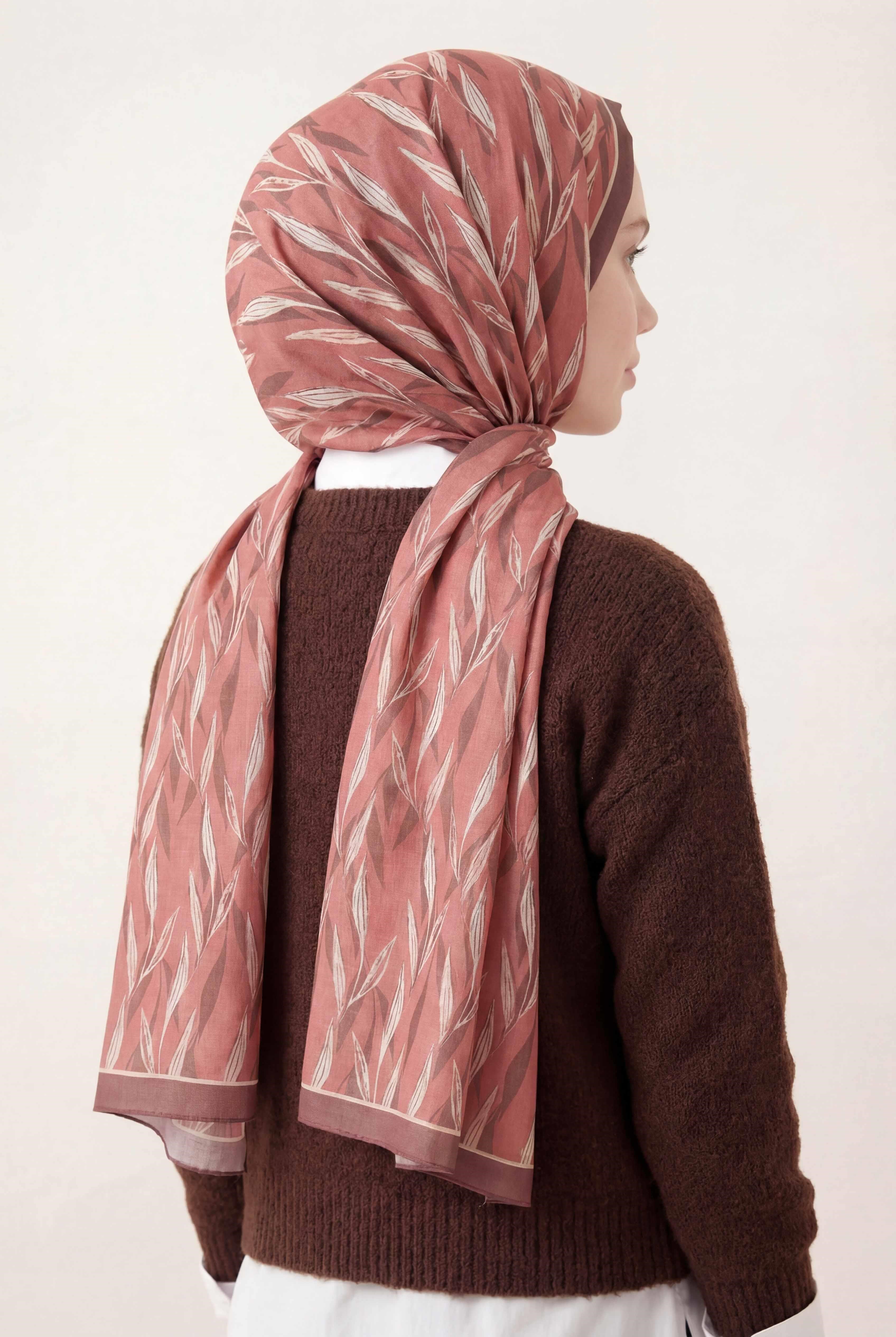 Yaprak Desen Pembe 75X195 Soft Şal