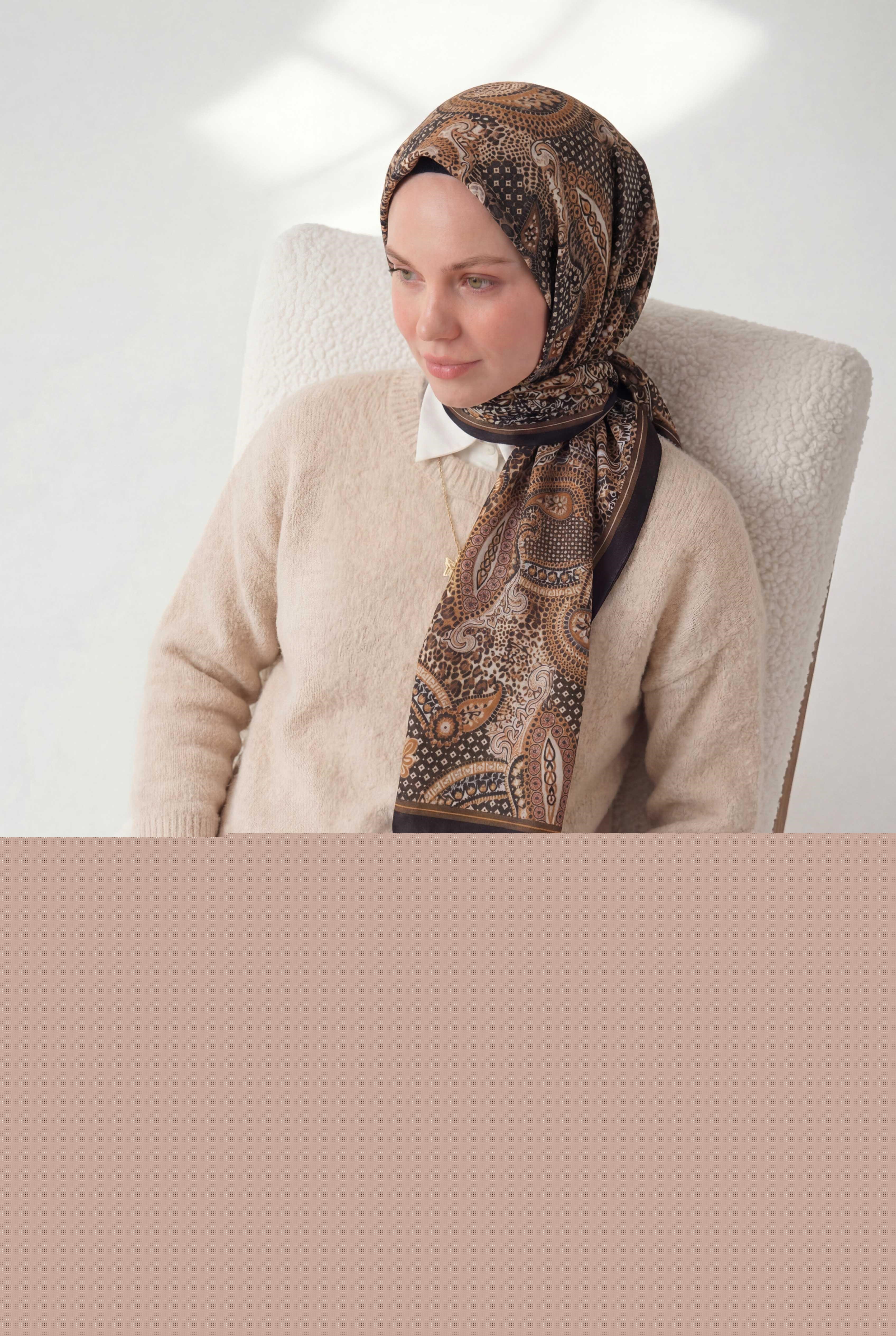 Etnik Desen Antrasit 75X195 Soft Şal