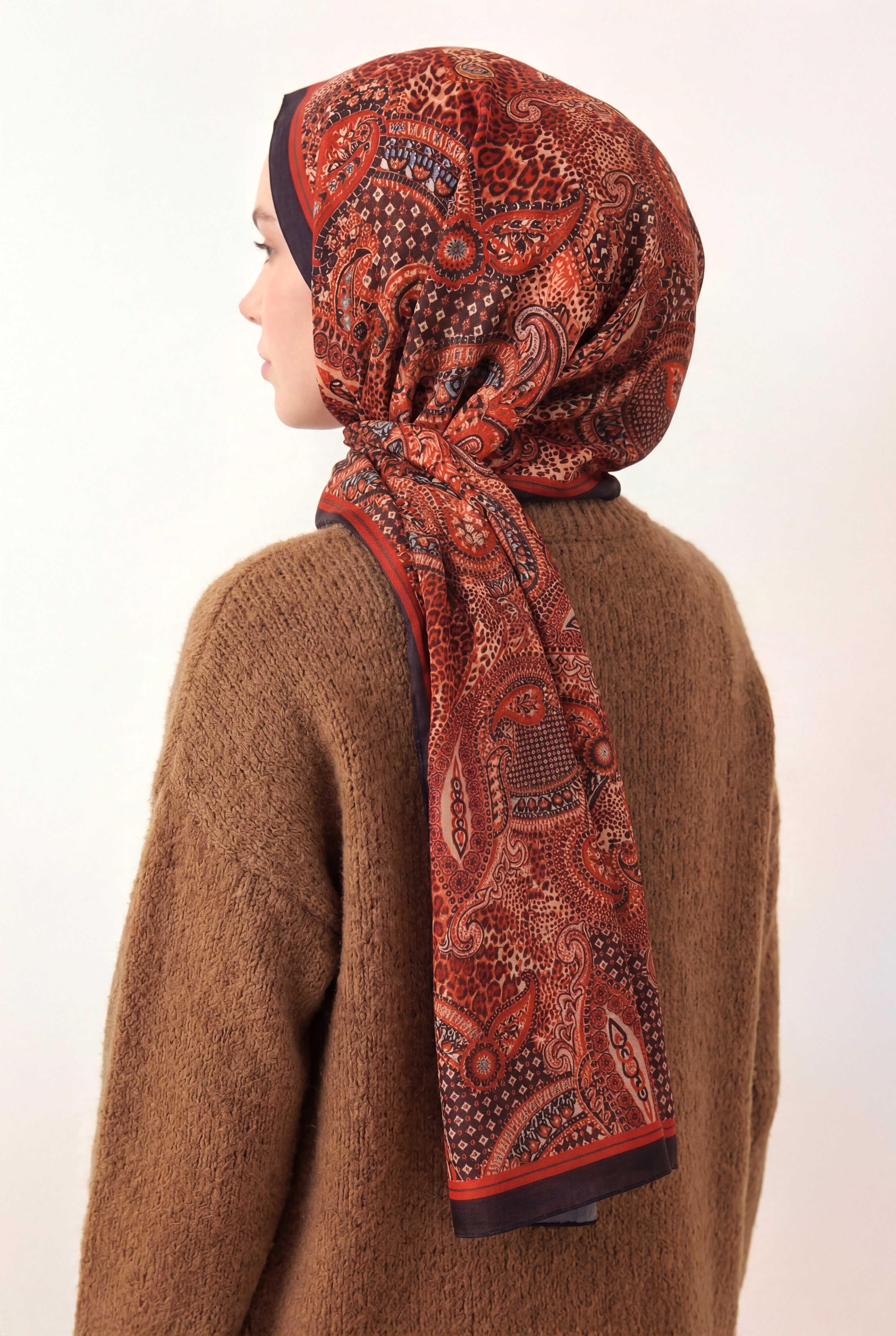 Etnik Desen Acı Kahve 75X195 Soft Şal