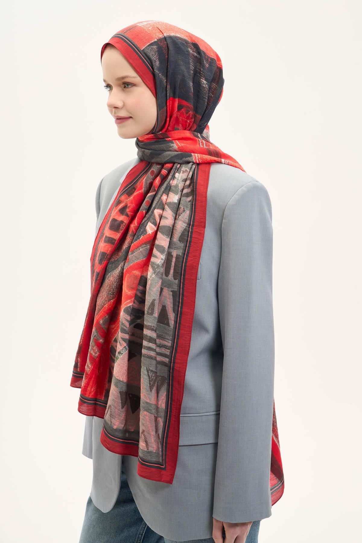 Urban Hours Art Kırmızı Mayda Şal 190x70