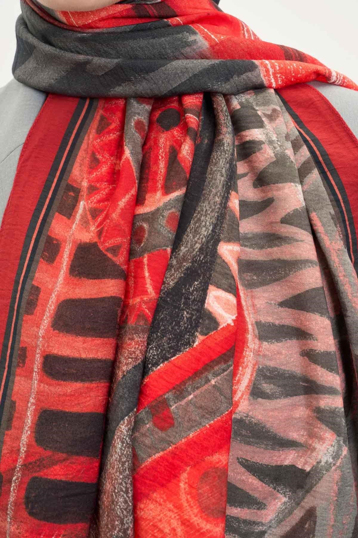 Urban Hours Art Kırmızı Mayda Şal 190x70