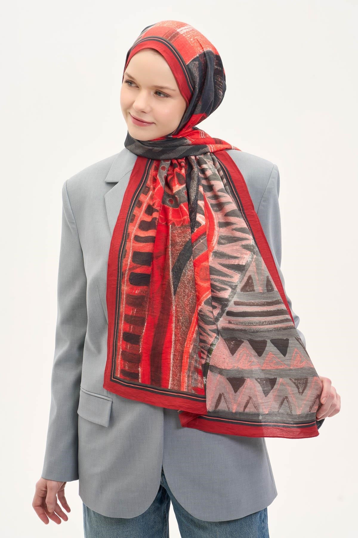 Urban Hours Art Kırmızı Mayda Şal 190x70