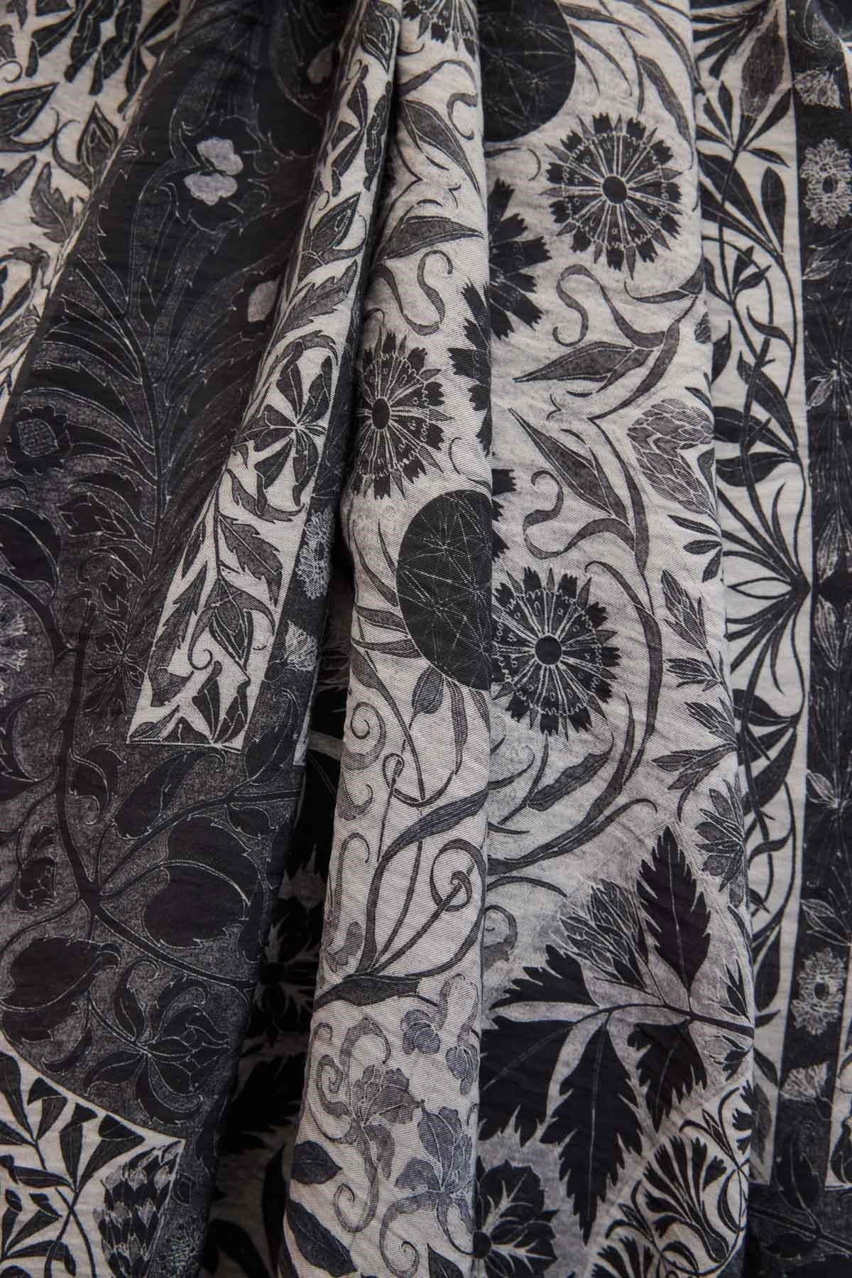 Urban Hours Floral Motif Desen Açık Gri Mayda Şal 190x70