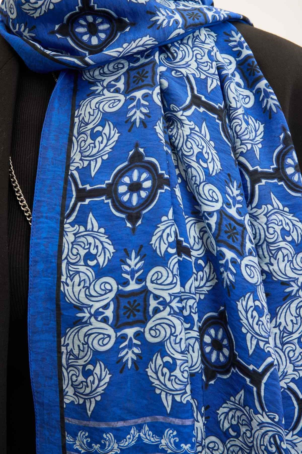 Urban Hours Luvia Saks Mavi Mayda Şal 190x70