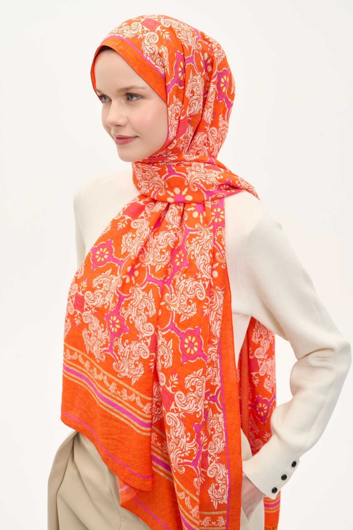 Urban Hours Luvia Koyu Turuncu Mayda Şal 190x70