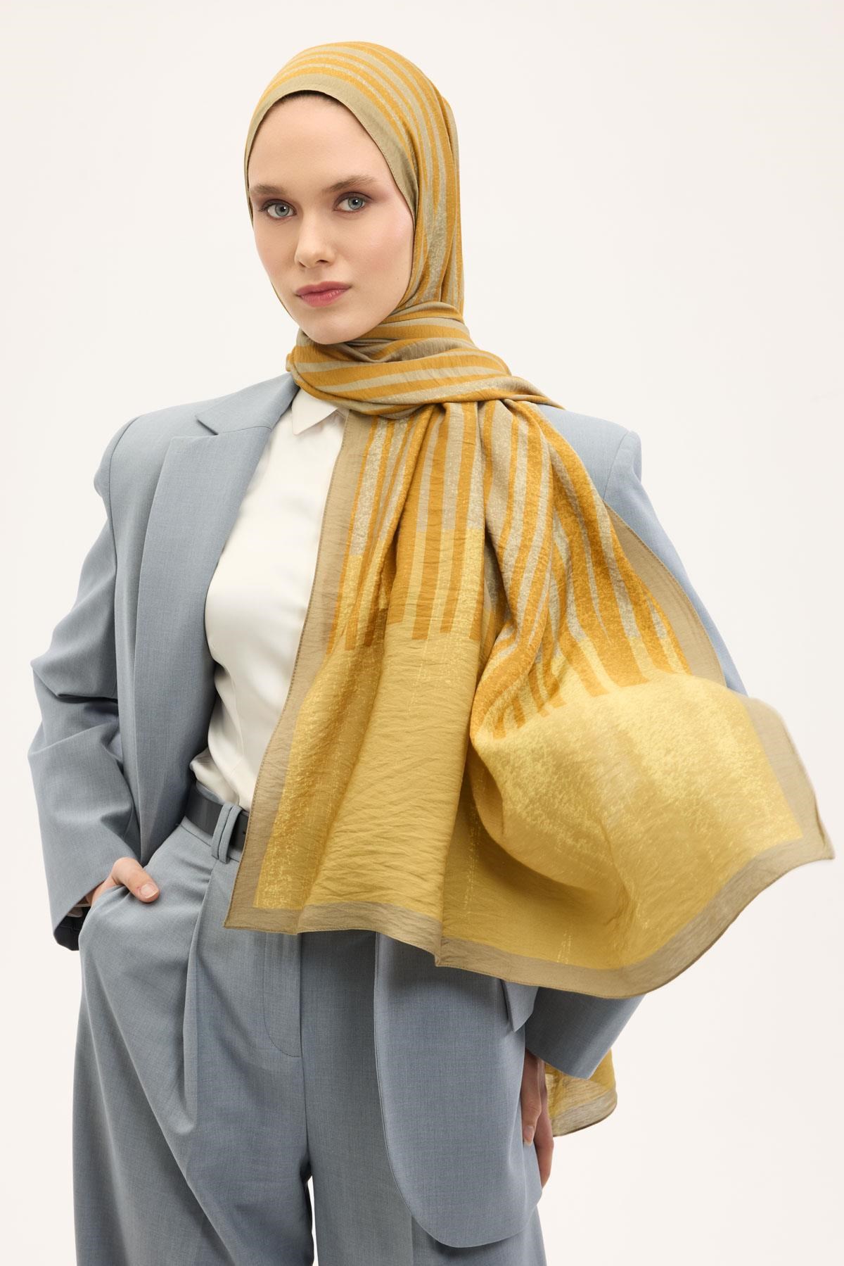 Urban Hours Orya Pastel Sarı Mayda Şal 190x70