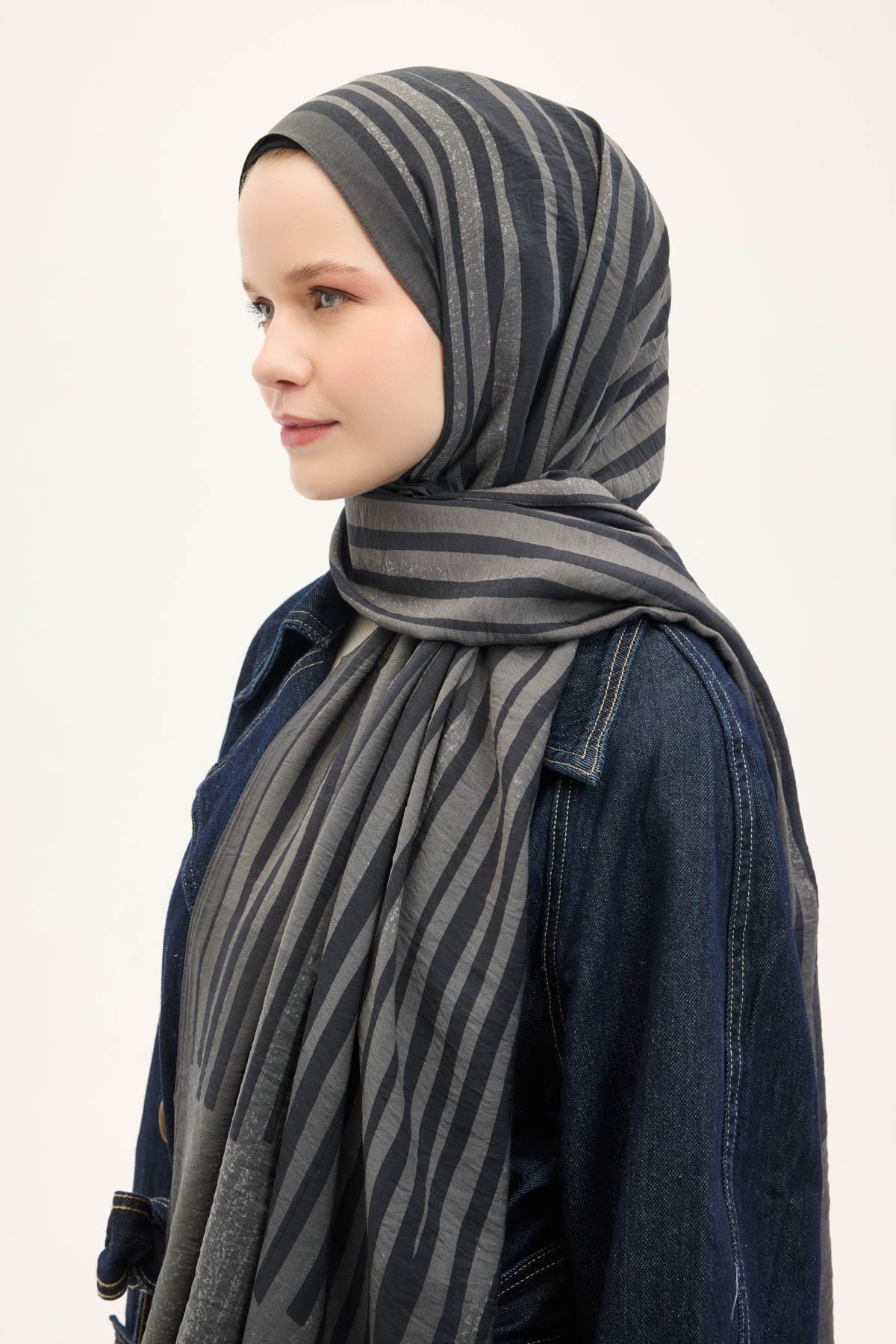 Urban Hours Orya Koyu Gri Mayda Şal 190x70