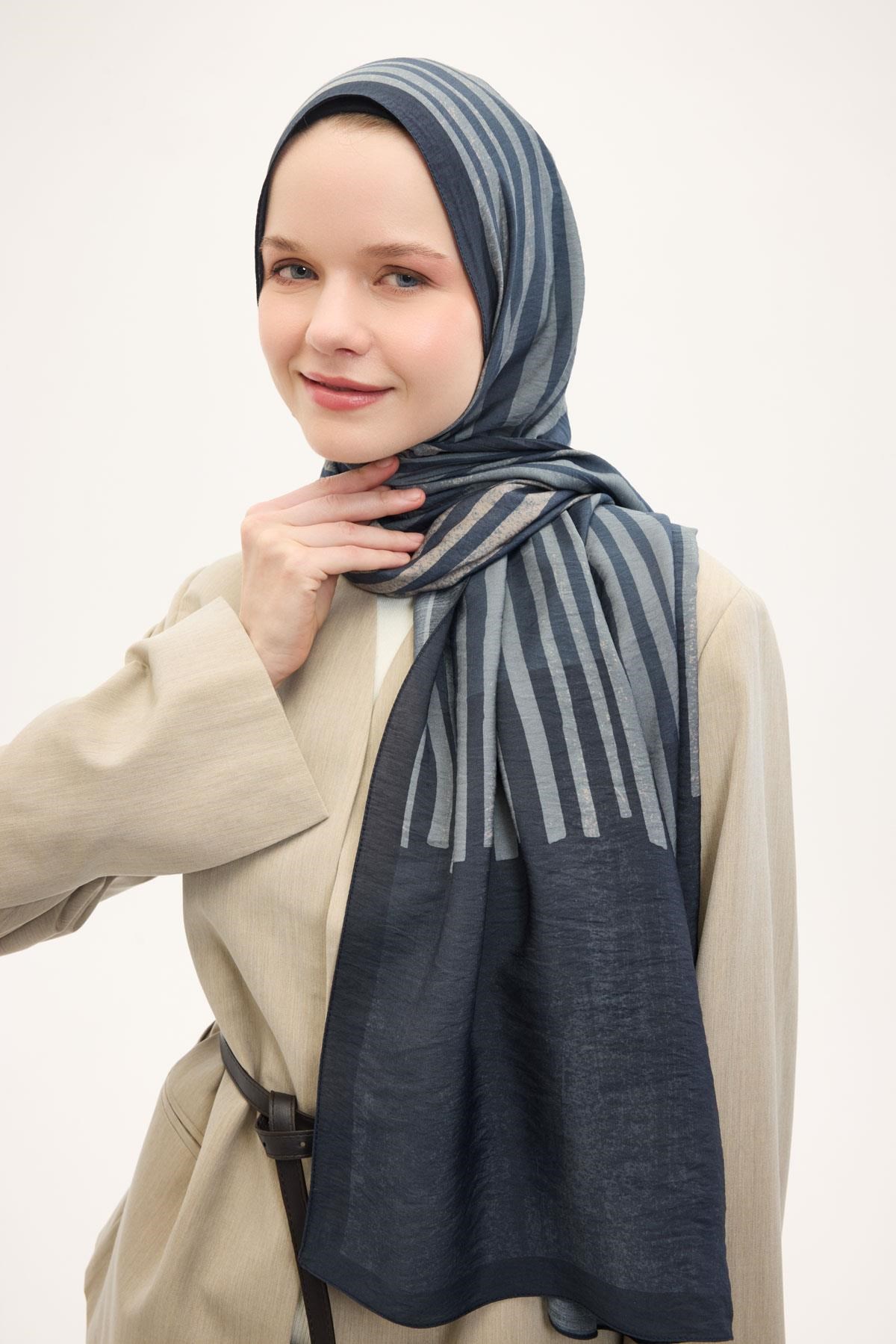 Urban Hours Orya Gece Mavisi Mayda Şal 190x70