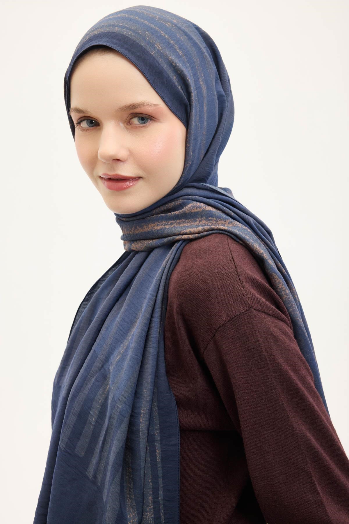 Urban Hours Orya Gece Mavi Mayda Şal 190x70