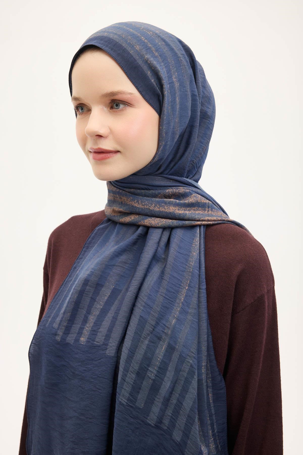 Urban Hours Orya Gece Mavi Mayda Şal 190x70