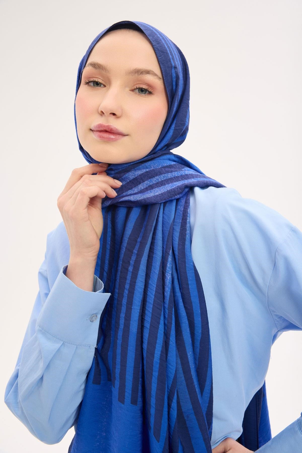 Urban Hours Orya Gök Mavi Mayda Şal 190x70