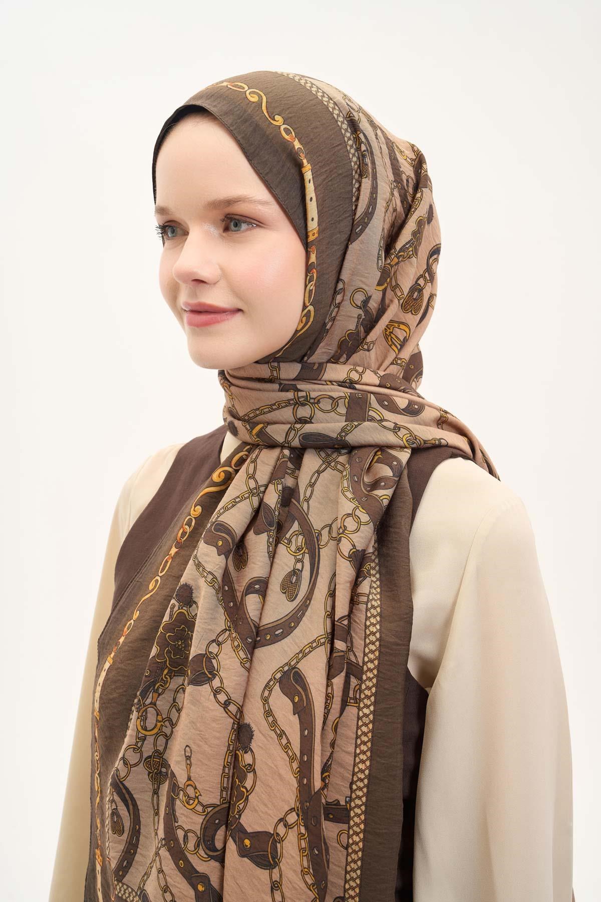 Urban Hours Liora Koyu Kahverengi Mayda Şal 190x70