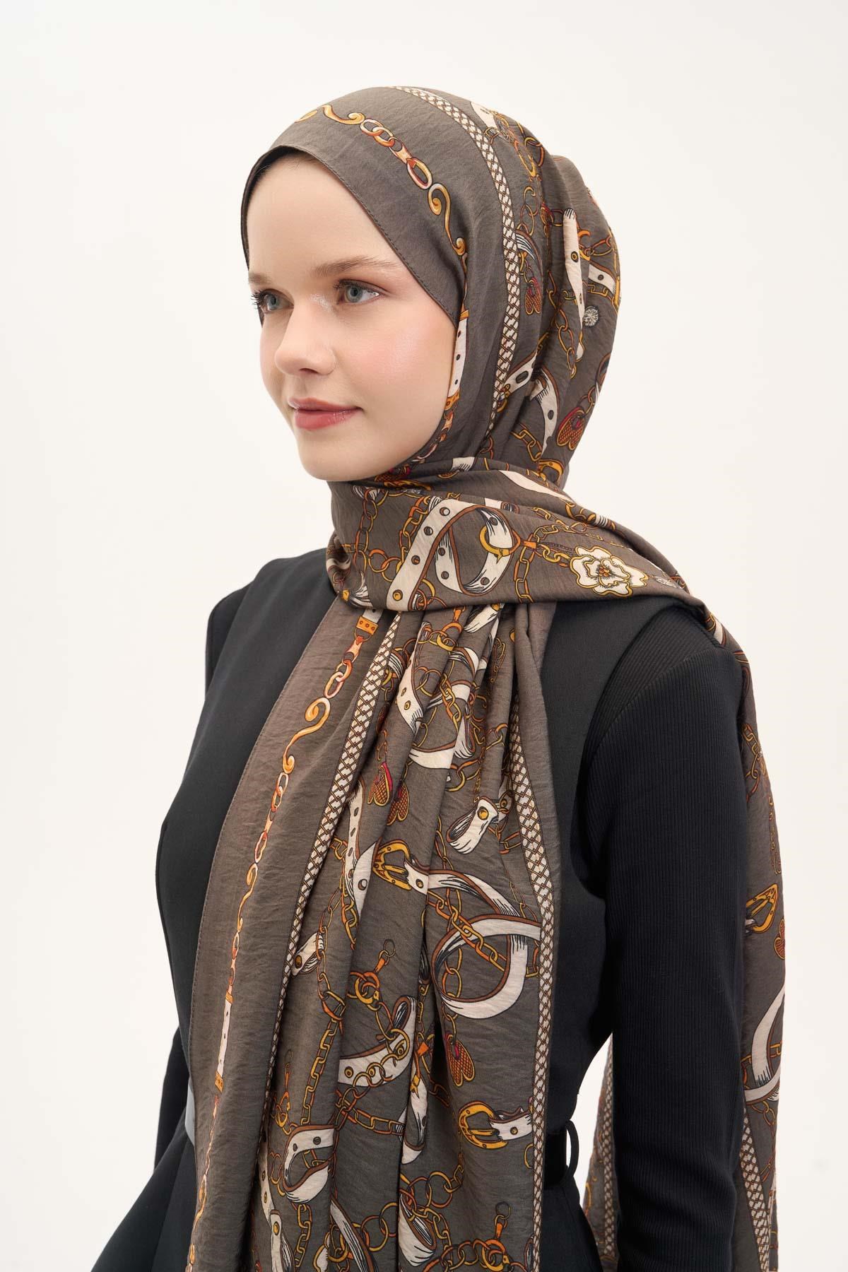 Urban Hours Liora Kahve Siyah Mayda Şal 190x70