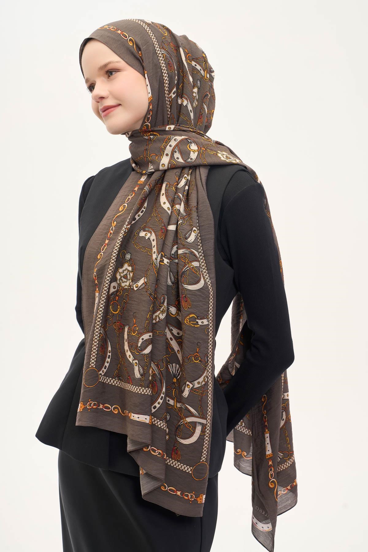 Urban Hours Liora Kahve Siyah Mayda Şal 190x70