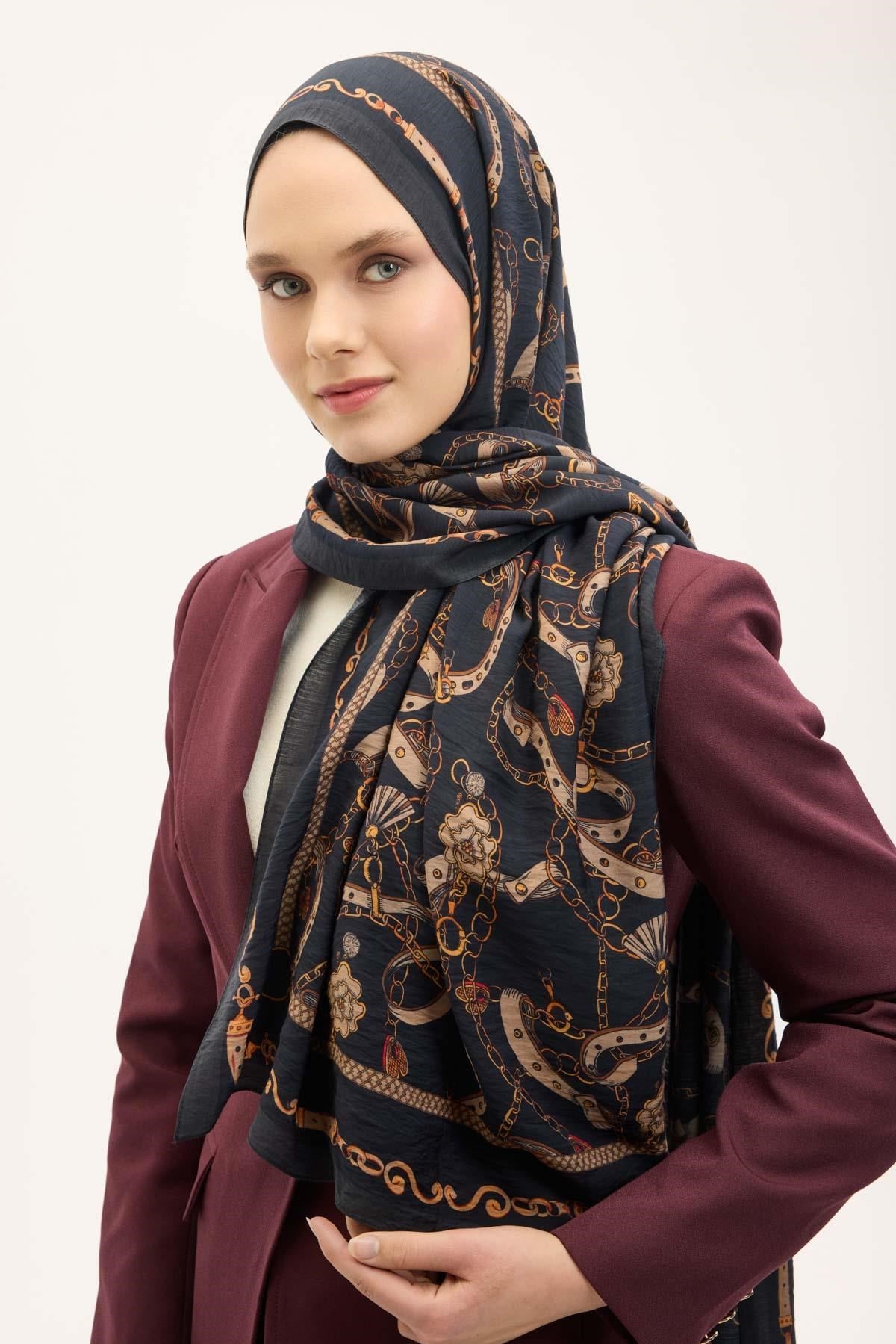 Urban Hours Liora Dumanlı Siyah Mayda Şal 190x70