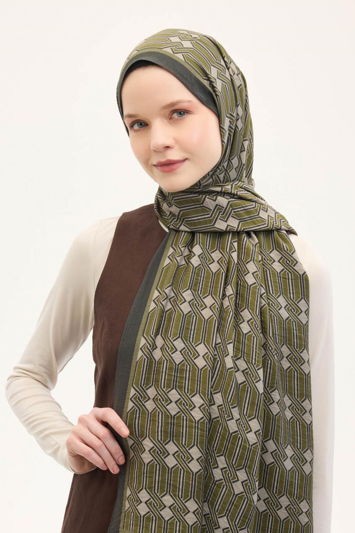 Urban Hours Lumera Yağ Yeşili Mayda Şal 190x70