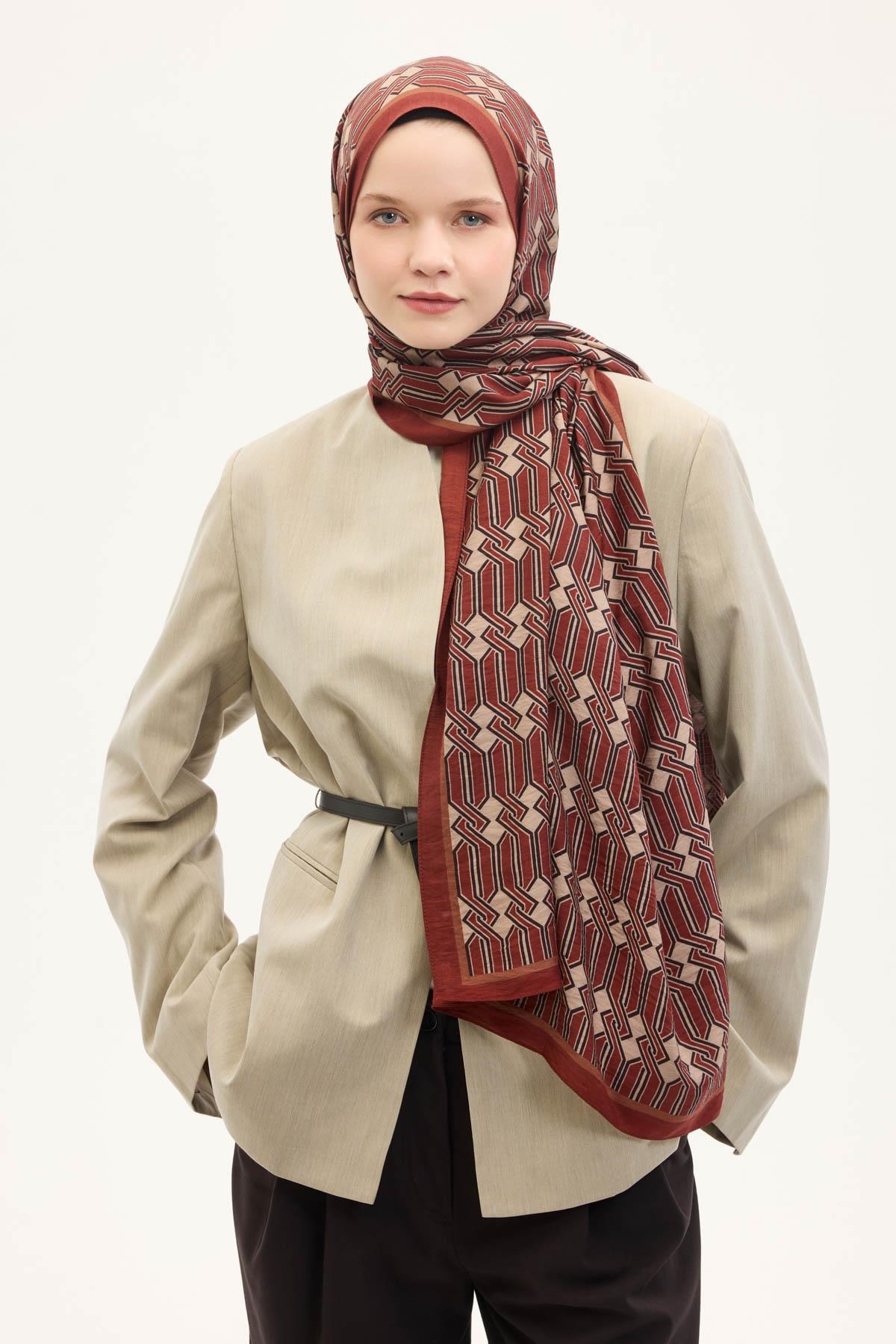 Urban Hours Lumera Kiremit Kırmızı Mayda Şal 190x70