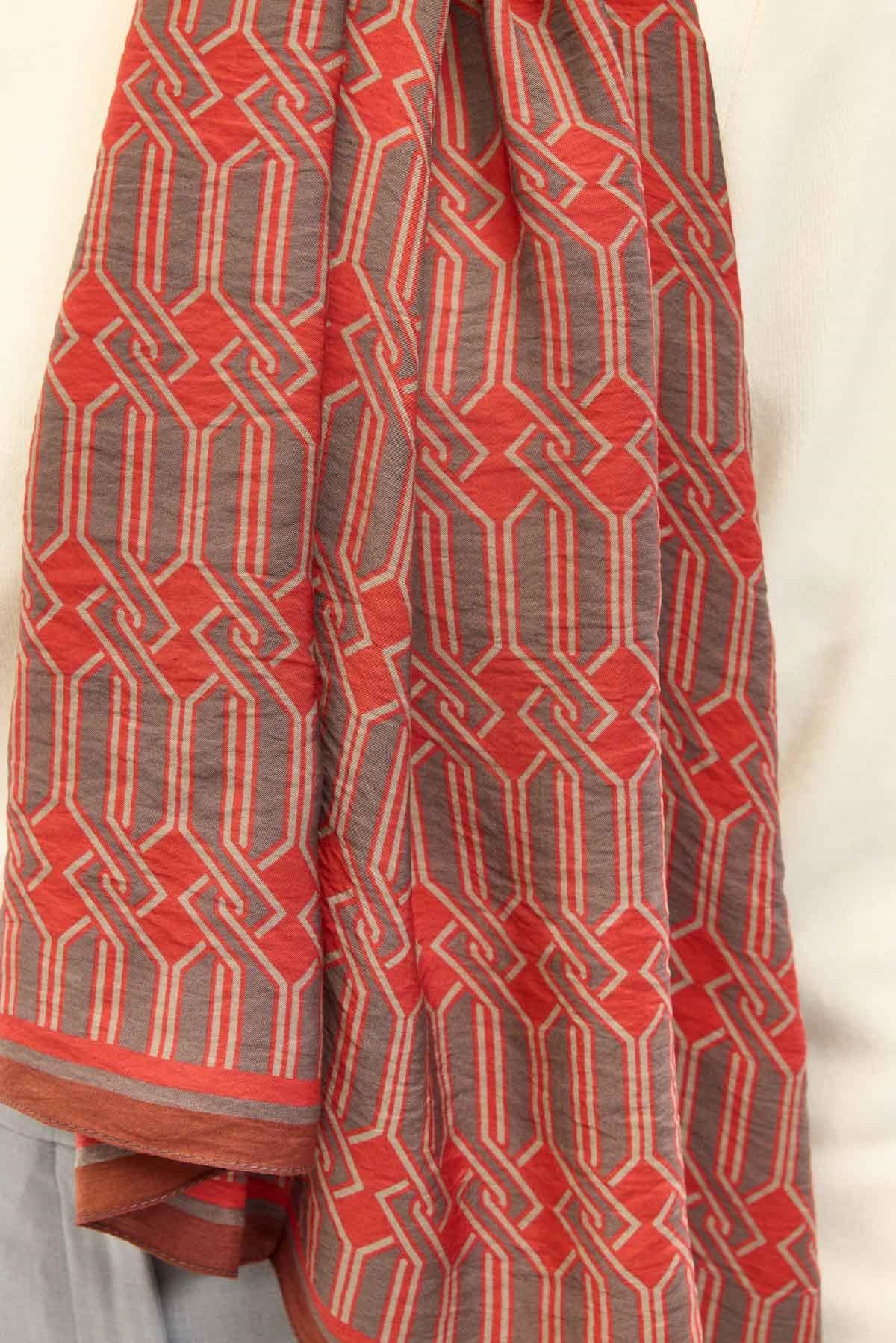 Urban Hours Lumera Turuncu Kırmızı Mayda Şal 190x70