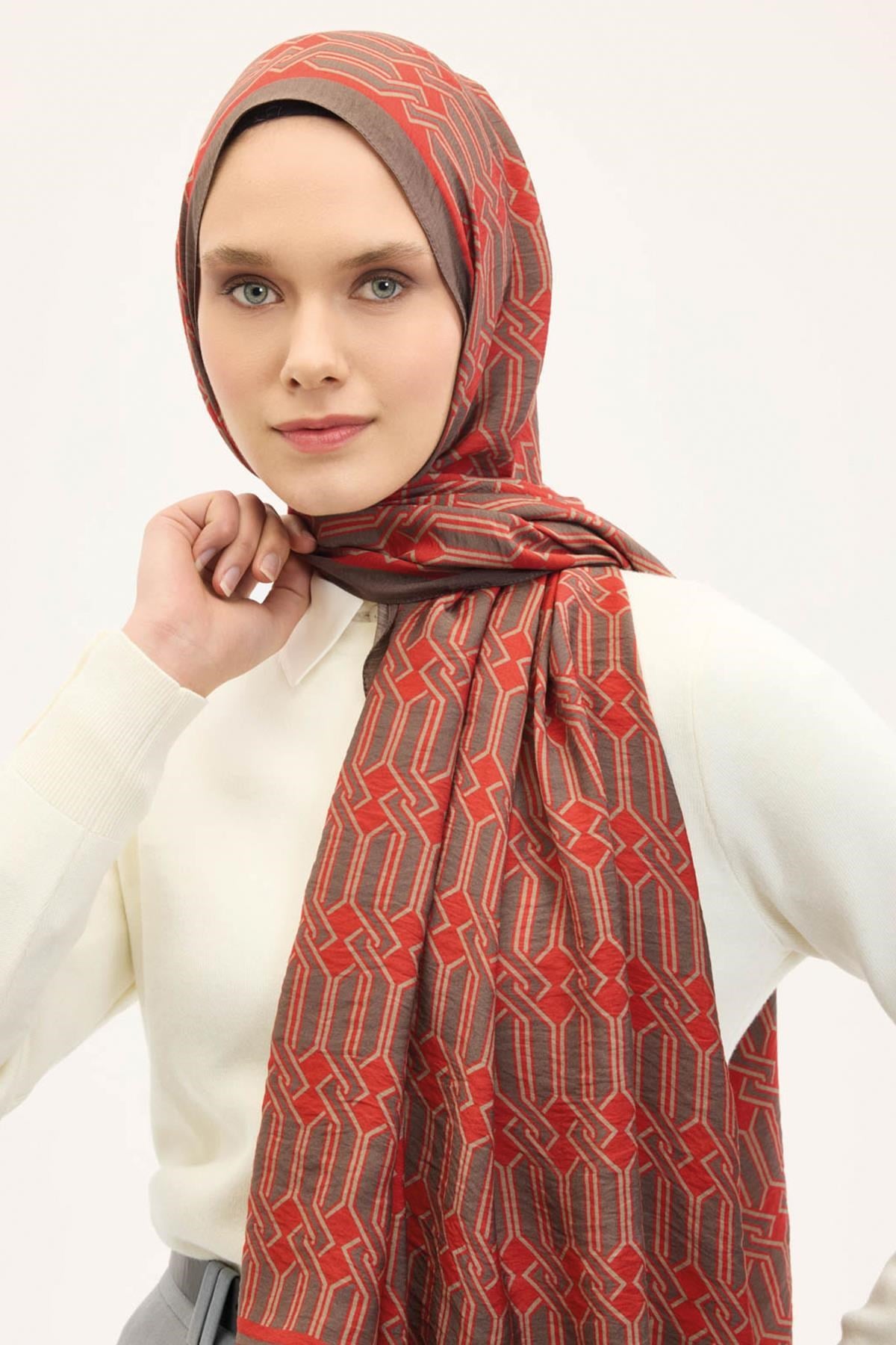 Urban Hours Lumera Turuncu Kırmızı Mayda Şal 190x70