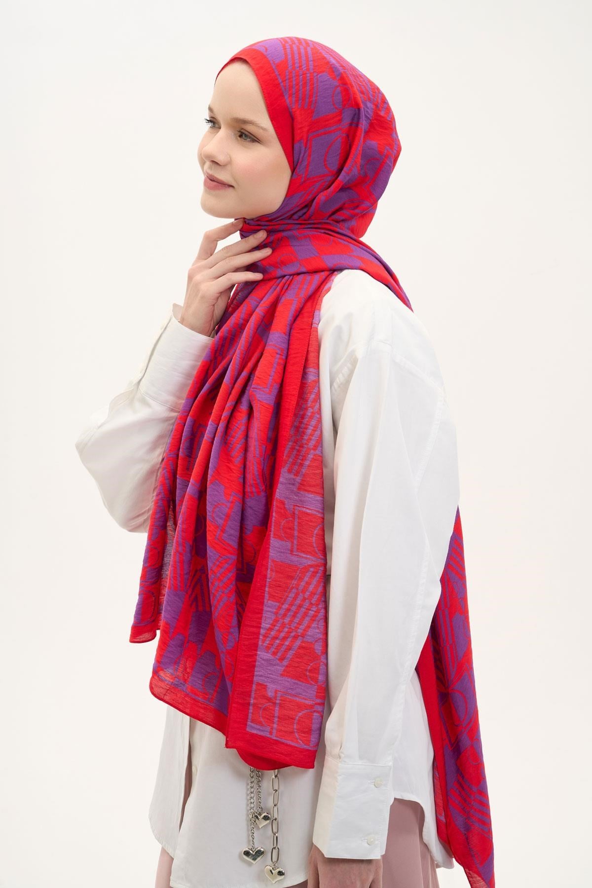 Urban Hours Elvora Canlı Kırmızı Mayda Şal 190x70