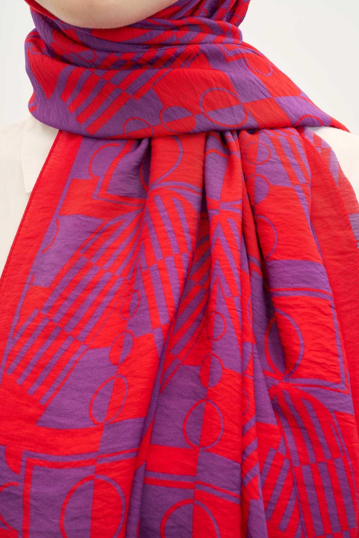 Urban Hours Elvora Canlı Kırmızı Mayda Şal 190x70