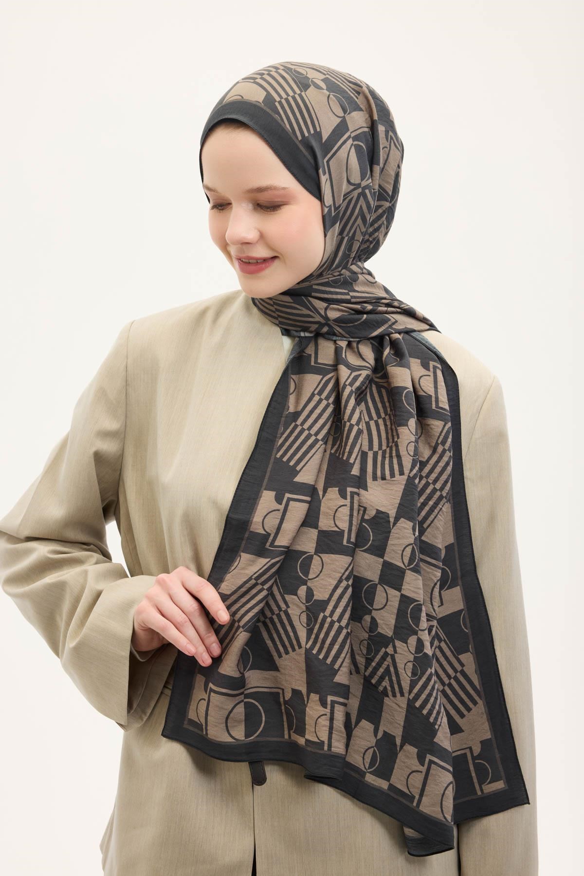 Urban Hours Elvora Koyu Antrasit Mayda Şal 190x70