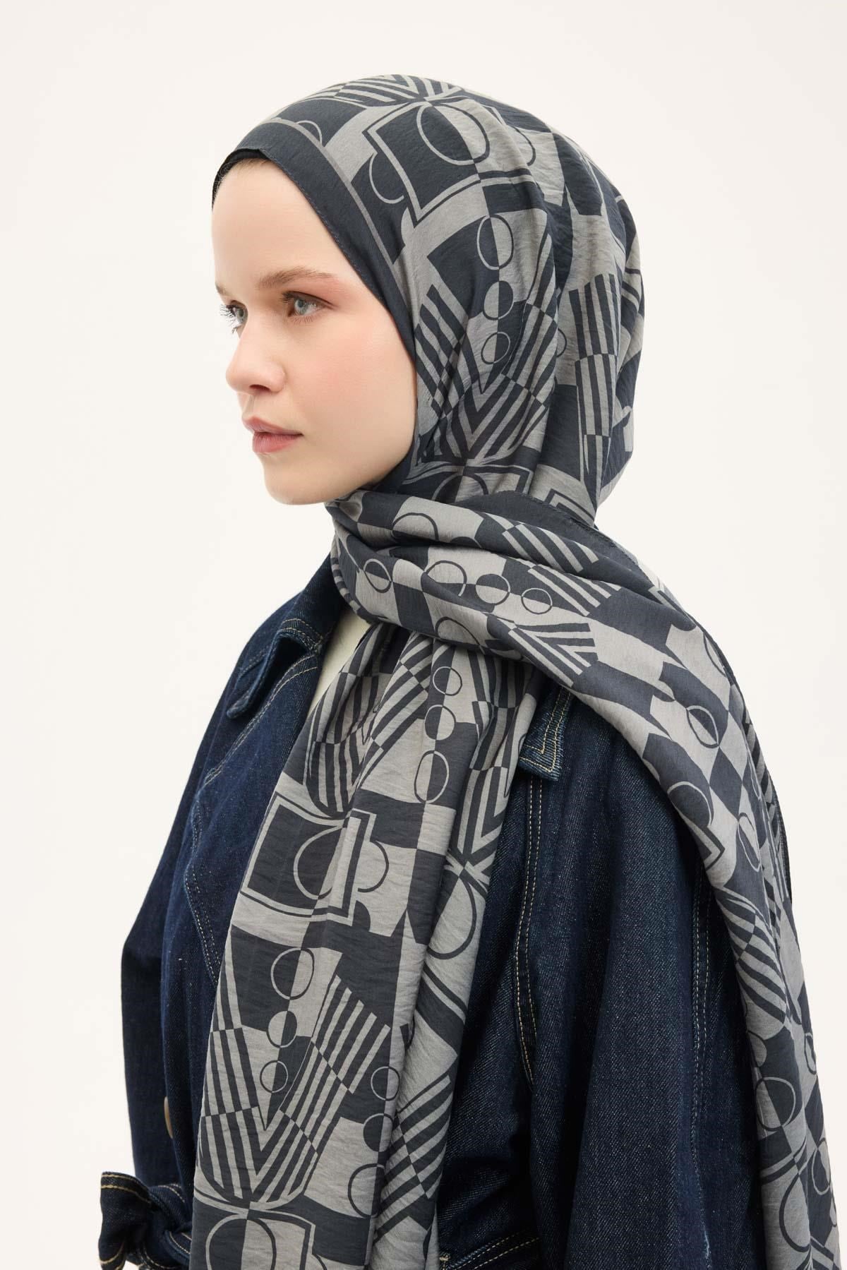 Urban Hours Elvora Dumanlı Siyah Mayda Şal 190x70