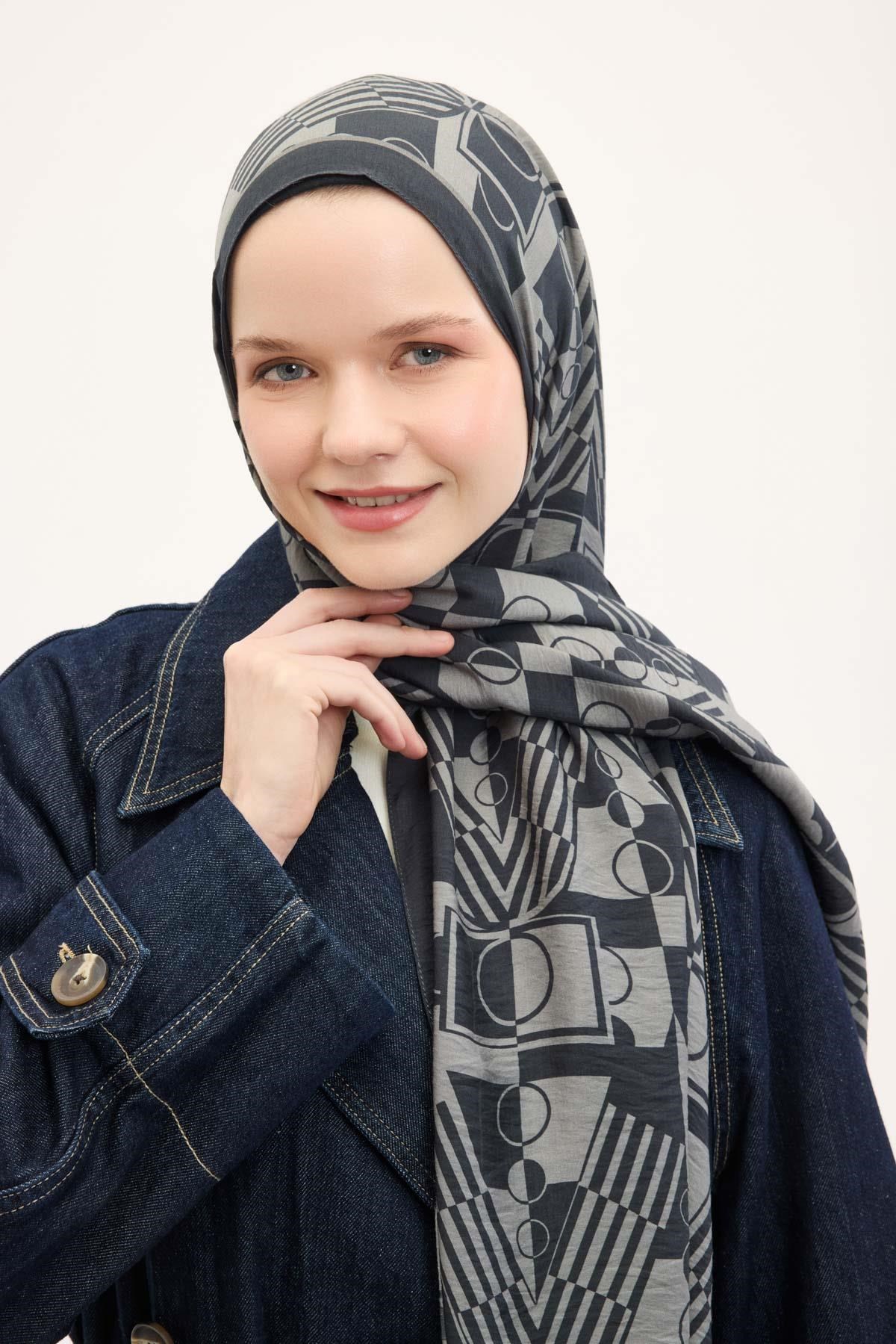 Urban Hours Elvora Dumanlı Siyah Mayda Şal 190x70