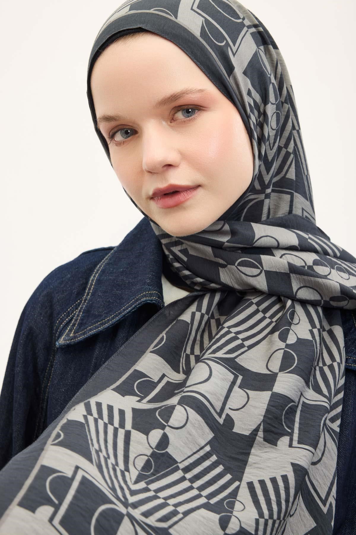 Urban Hours Elvora Dumanlı Siyah Mayda Şal 190x70