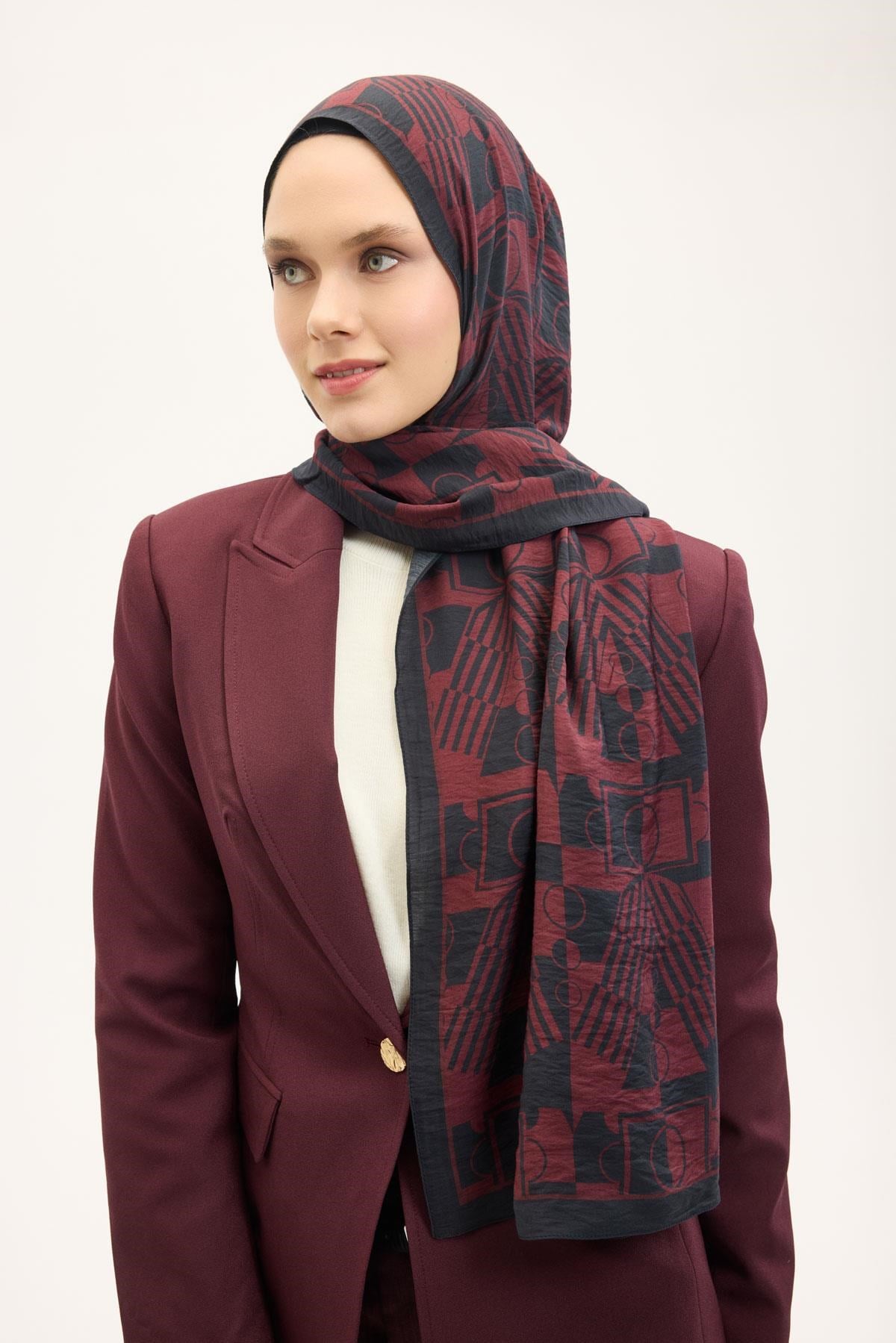 Urban Hours Elvora Bordo Mayda Şal 190x70