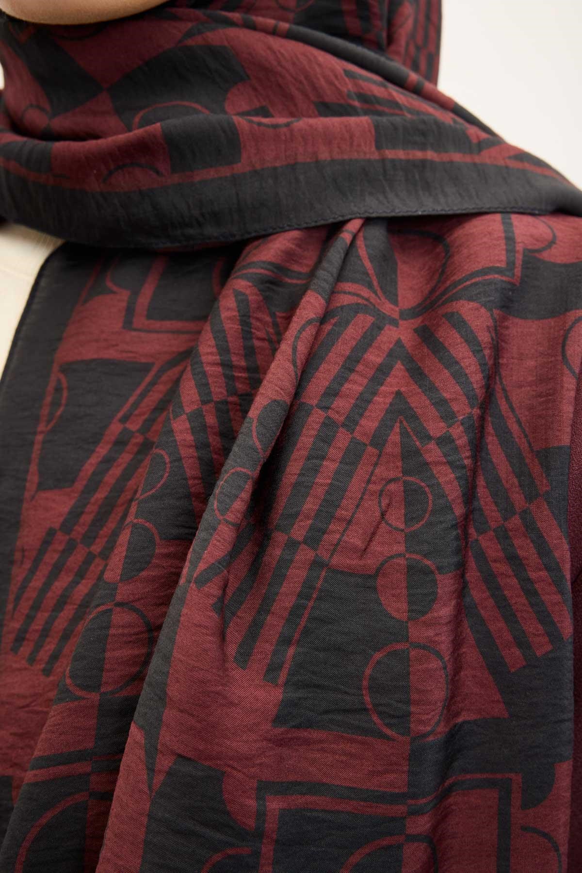 Urban Hours Elvora Bordo Mayda Şal 190x70