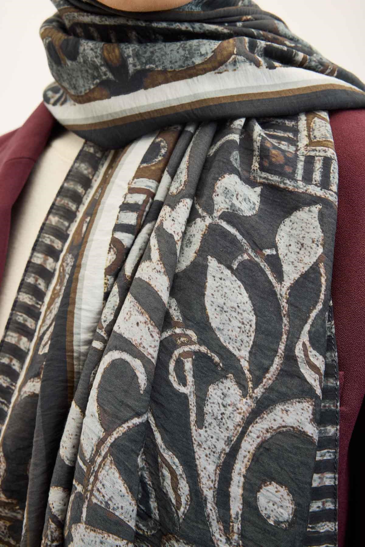 Urban Hours Antik Koyu Antrasit Mayda Şal 190x70