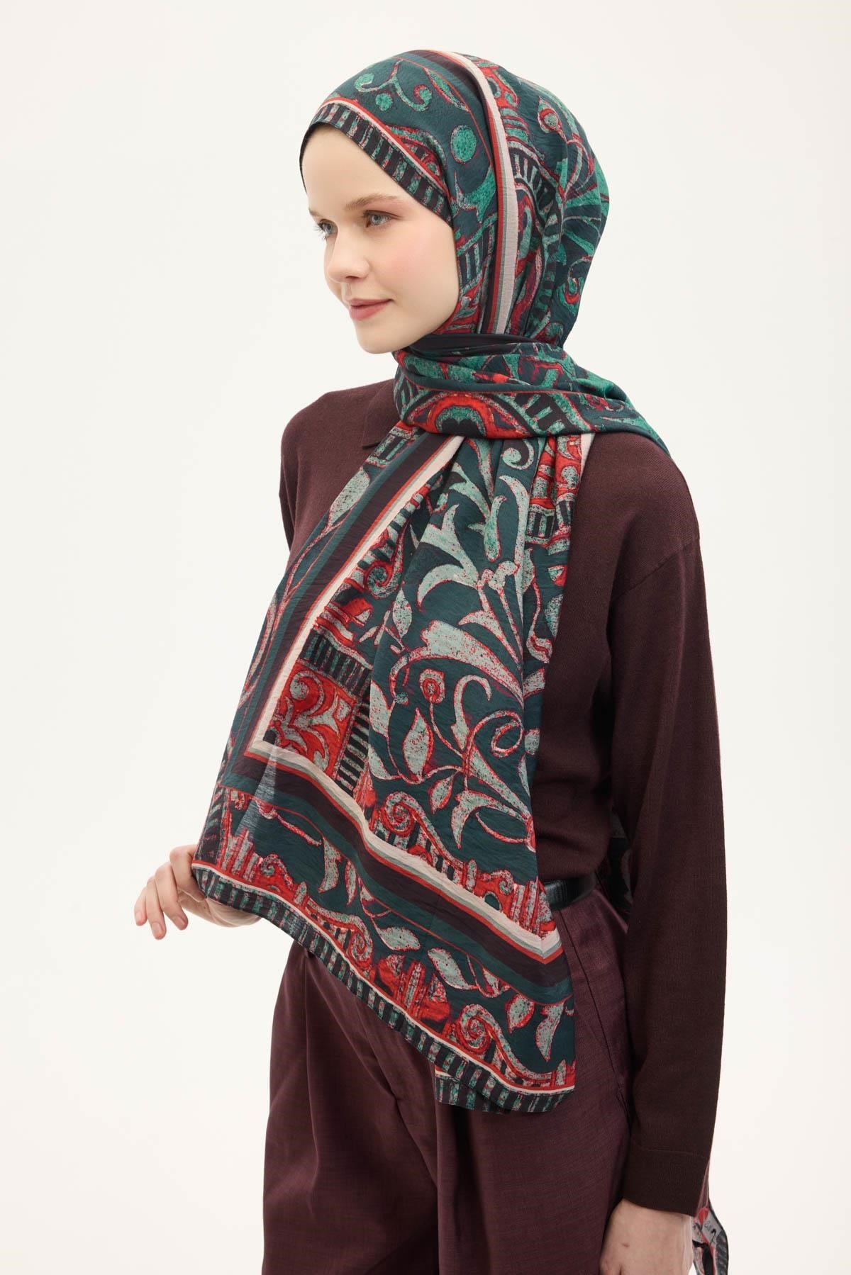 Urban Hours Antik Zümrüt Yeşili Mayda Şal 190x70