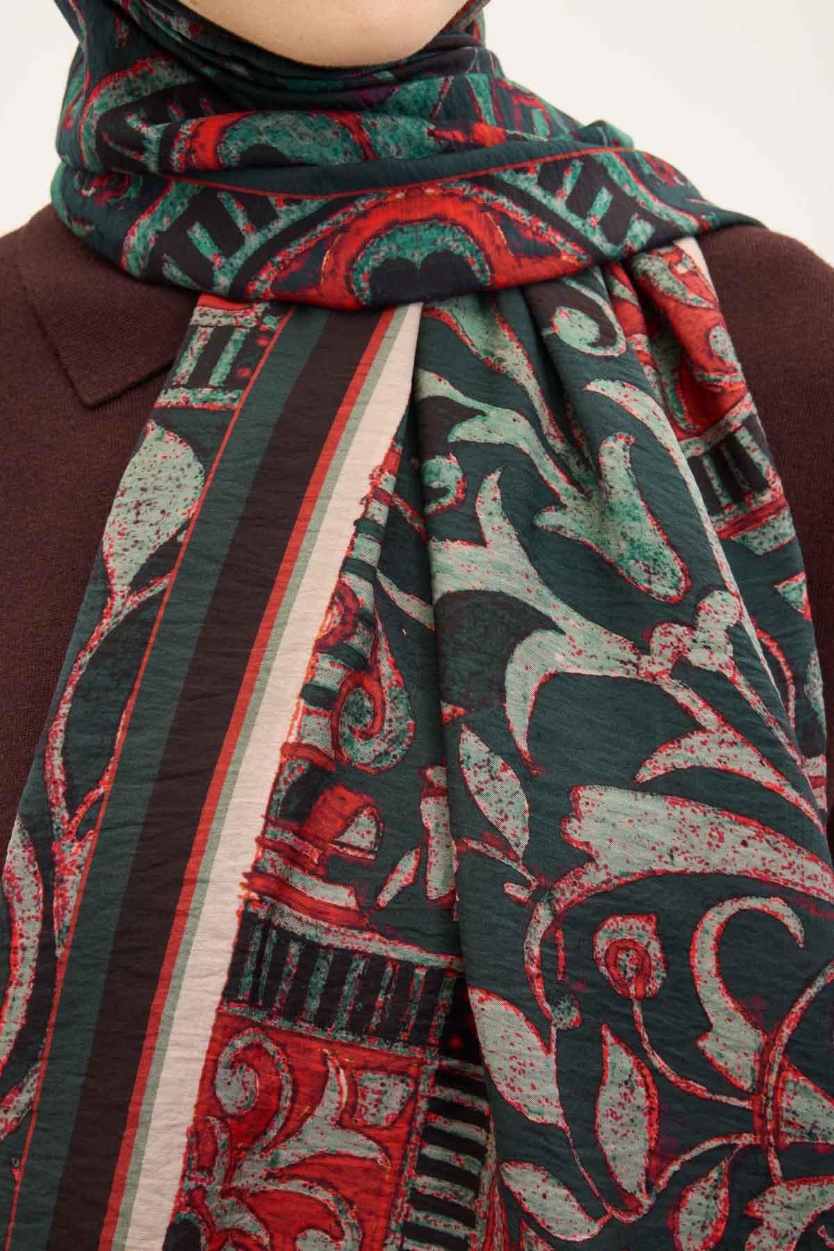 Urban Hours Antik Zümrüt Yeşili Mayda Şal 190x70